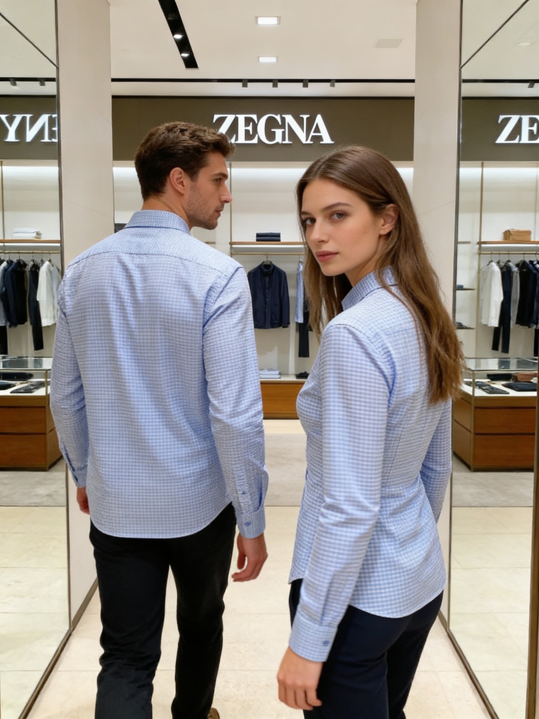 杰尼亚（zEGNA）细格纹长袖衬衫Ermenegildo zegna（杰尼亚），意大利顶级奢侈男装品牌，