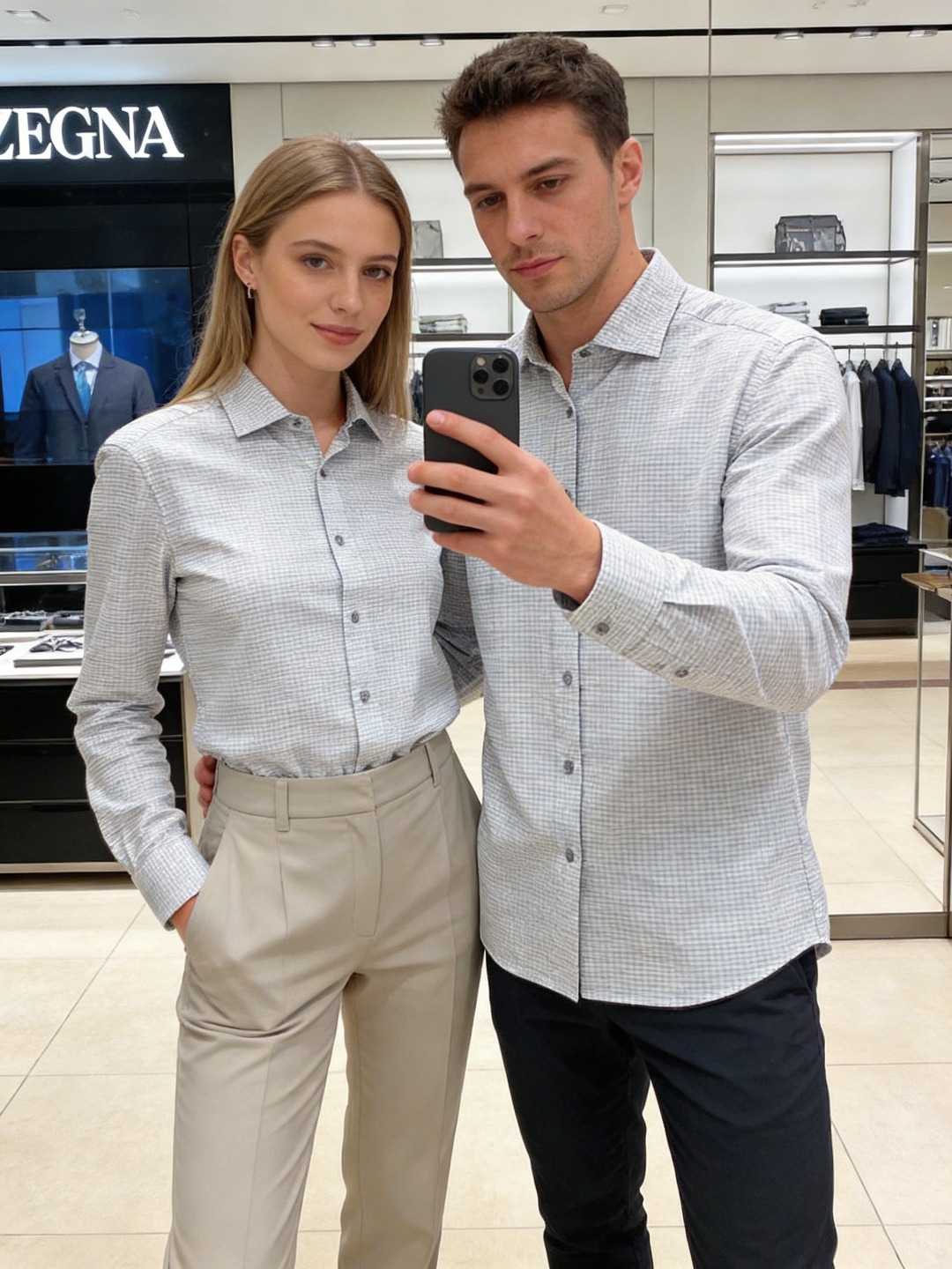 杰尼亚（zEGNA）细格纹长袖衬衫Ermenegildo zegna（杰尼亚），意大利顶级奢侈男装品牌，