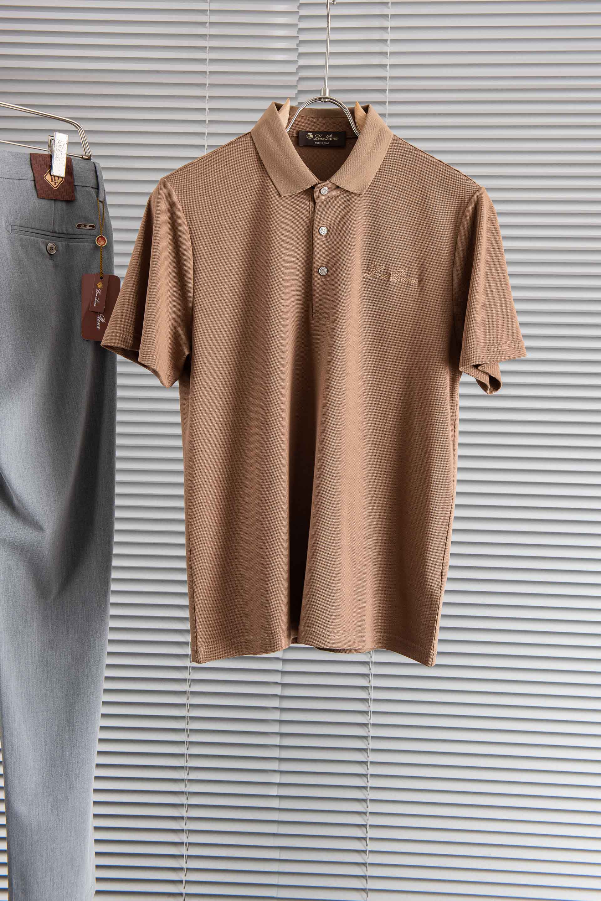 Loro Piana2026SS客供精梳棉+再生纤维素纤维网眼珠地丝光处理丝滑透气凉爽定织翻领男士商务休