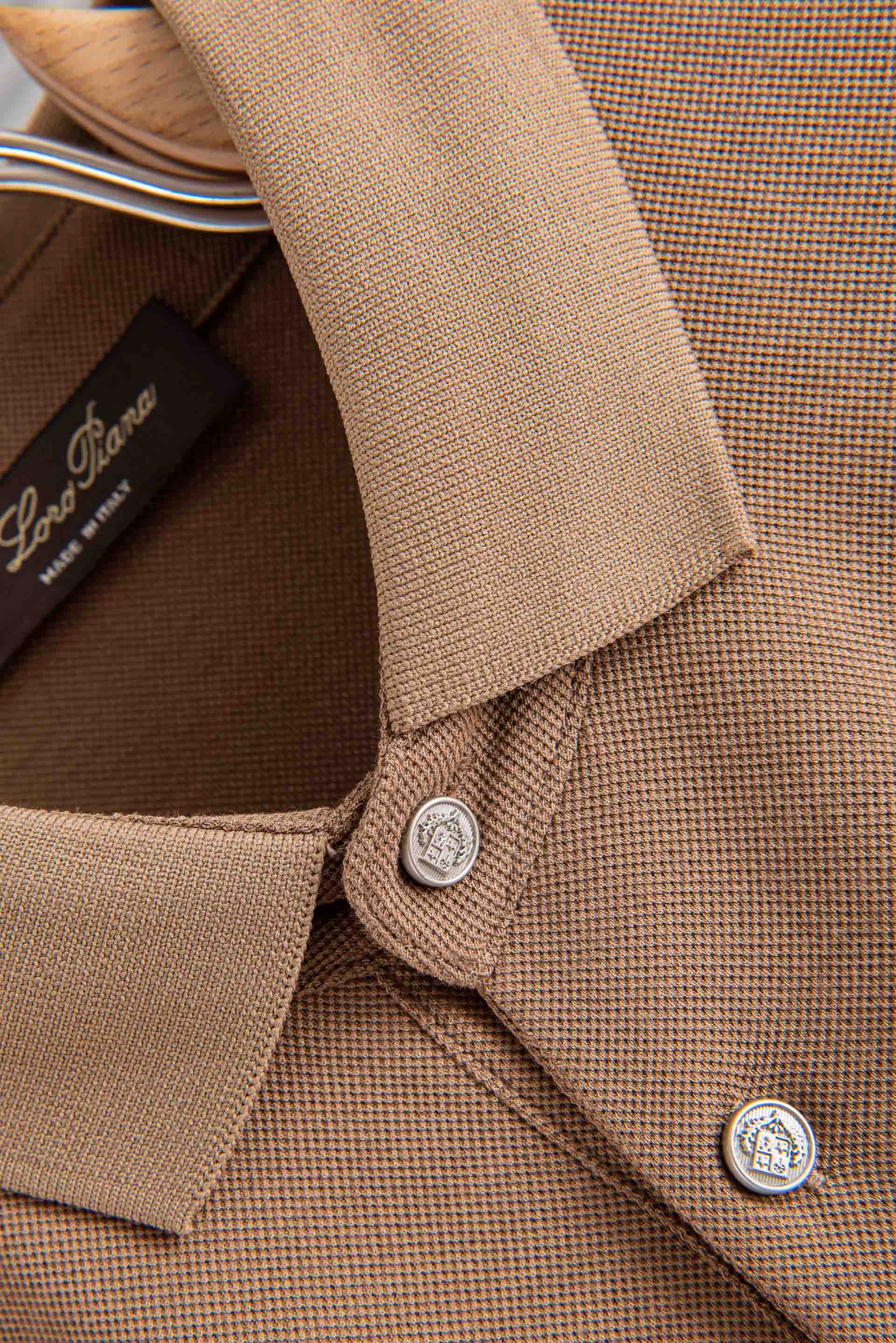 Loro Piana2026SS客供精梳棉+再生纤维素纤维网眼珠地丝光处理丝滑透气凉爽定织翻领男士商务休