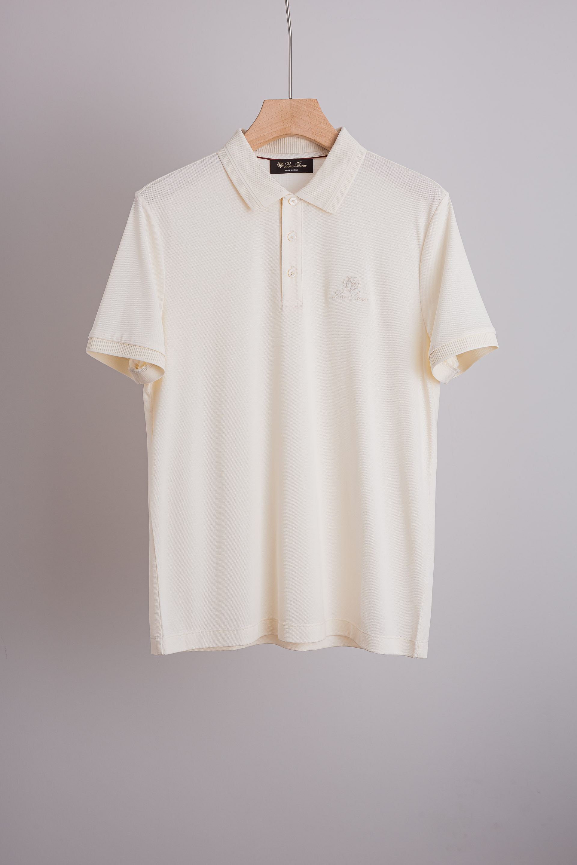 ☀️☀️ Loro Piana2026SS客供精梳棉+天丝纤维网眼珠地丝光处理丝滑透气凉爽定织翻领男士商