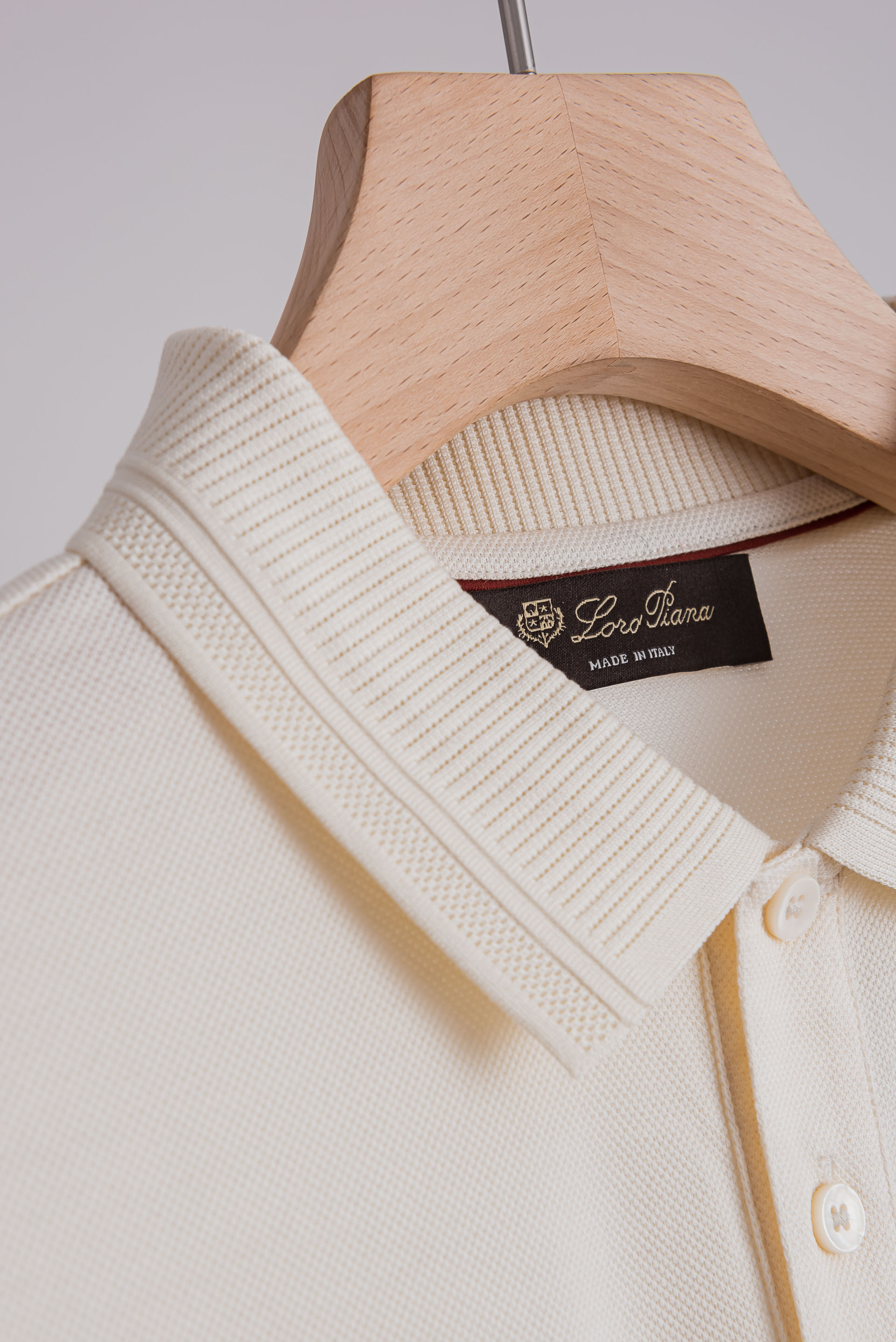 ☀️☀️ Loro Piana2026SS客供精梳棉+天丝纤维网眼珠地丝光处理丝滑透气凉爽定织翻领男士商