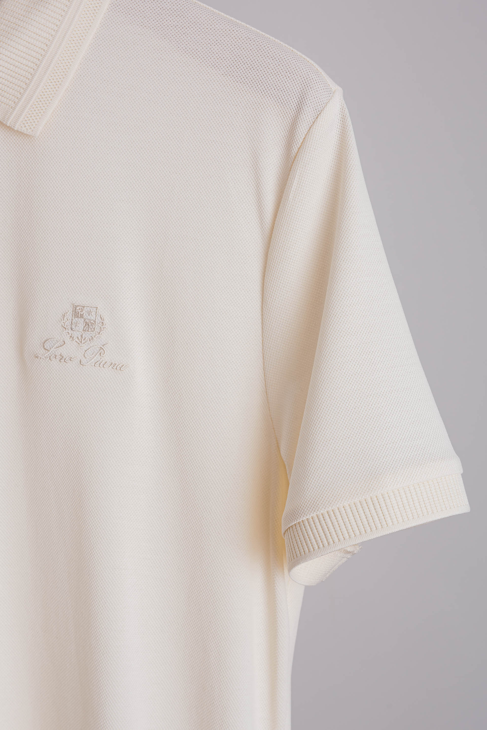 ☀️☀️ Loro Piana2026SS客供精梳棉+天丝纤维网眼珠地丝光处理丝滑透气凉爽定织翻领男士商