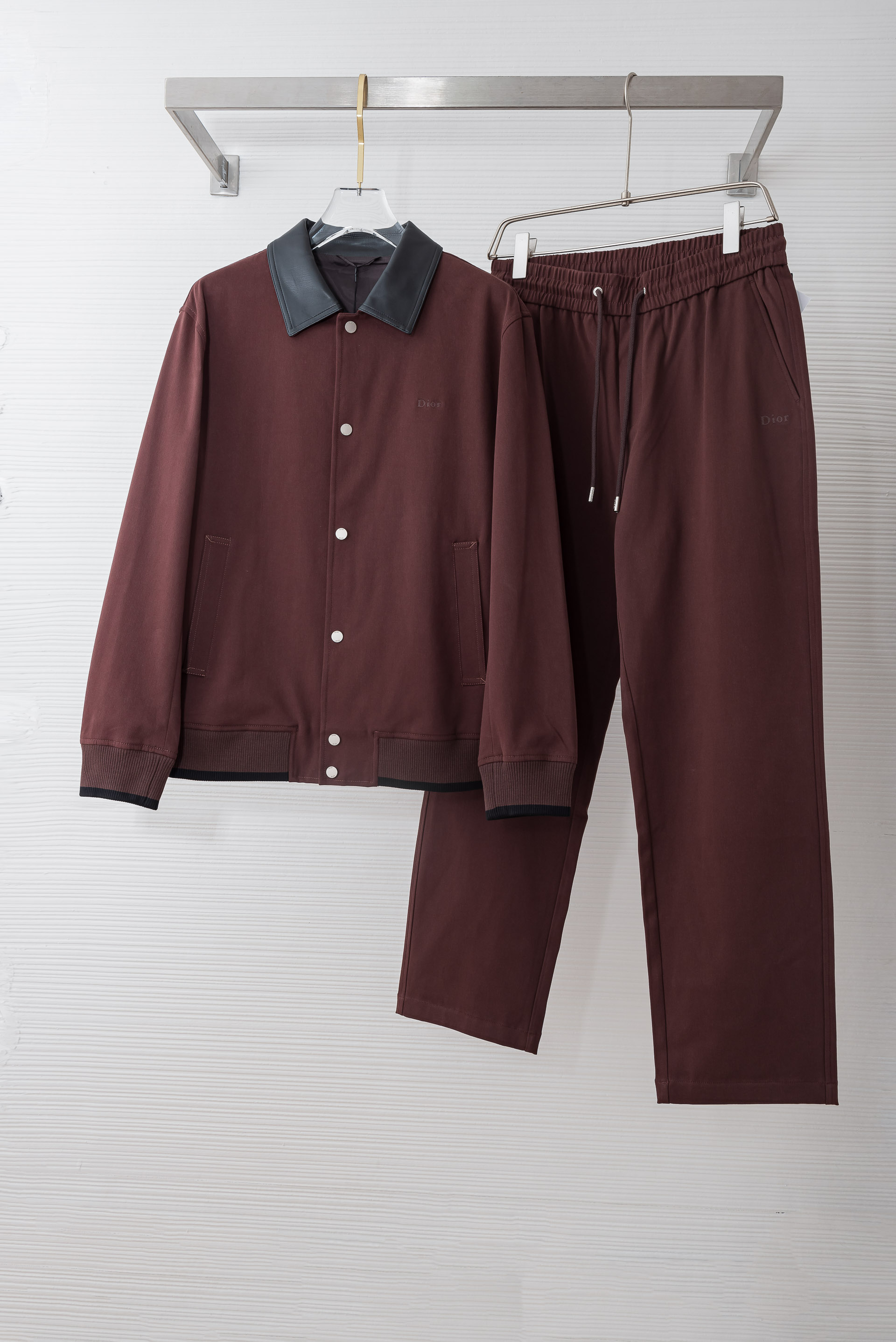 Dior Burgundy Button Jacket and Pants Set