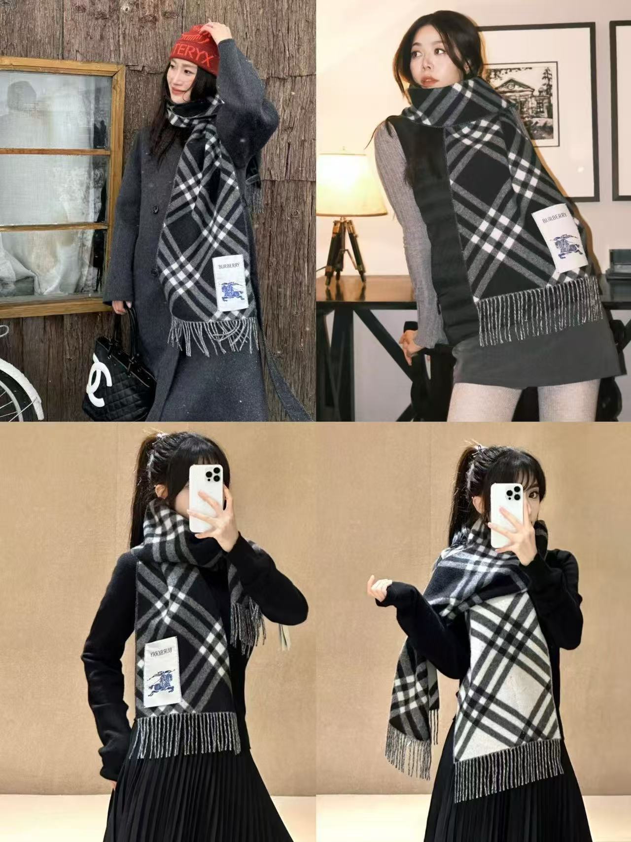 NO:340437,Burberry's new Scottish plaid cashmere scarf, after Jeon Ji-hyun's hot plaid scarf, another masterpiece of Burberry is launched. Burberry's new tassel plaid cashmere scarf, paired with couple's styles, beautiful styles, sold out as soon as the cabinet is on the market, and you can't buy even if you queue up. Low-key luxury. This Burberry scarf is very good to match, and it's all the same styles for men and women. The more you look, the more you love it, the more you look, the more you like Scottish style, double-sided two-color scarf, soft and skin-friendly, decorative worsted new season plaid, carefully creating a soft touch and velvet surface. Super easy to match. Specifications 30x168cm tassel 8cmx2. Cashmere high-version scarf, high-version scarf, burberry19860909Burberry新款苏格兰格纹羊绒围巾,继全智贤带火的格纹款围巾之后,Bur又一款力作上市,Burberry新款流苏格纹羊绒围巾,搭配情侣款绝绝子呀,美爆了的款,柜子一上市就售罄,排队都买不到的款,低调的奢侈感这款Burberry围巾,巨好搭配,各种hold住,男女同款,越看越爱,越看越时髦,越看越喜欢苏格兰风格,双面双色围巾,柔软亲肤,装饰精纺新季格纹,悉心缔造柔软触感和起绒表面.超级好搭配.规格30x168cm流苏8cmx2.羊绒高版本围巾,高版本围巾,burberry,scarf