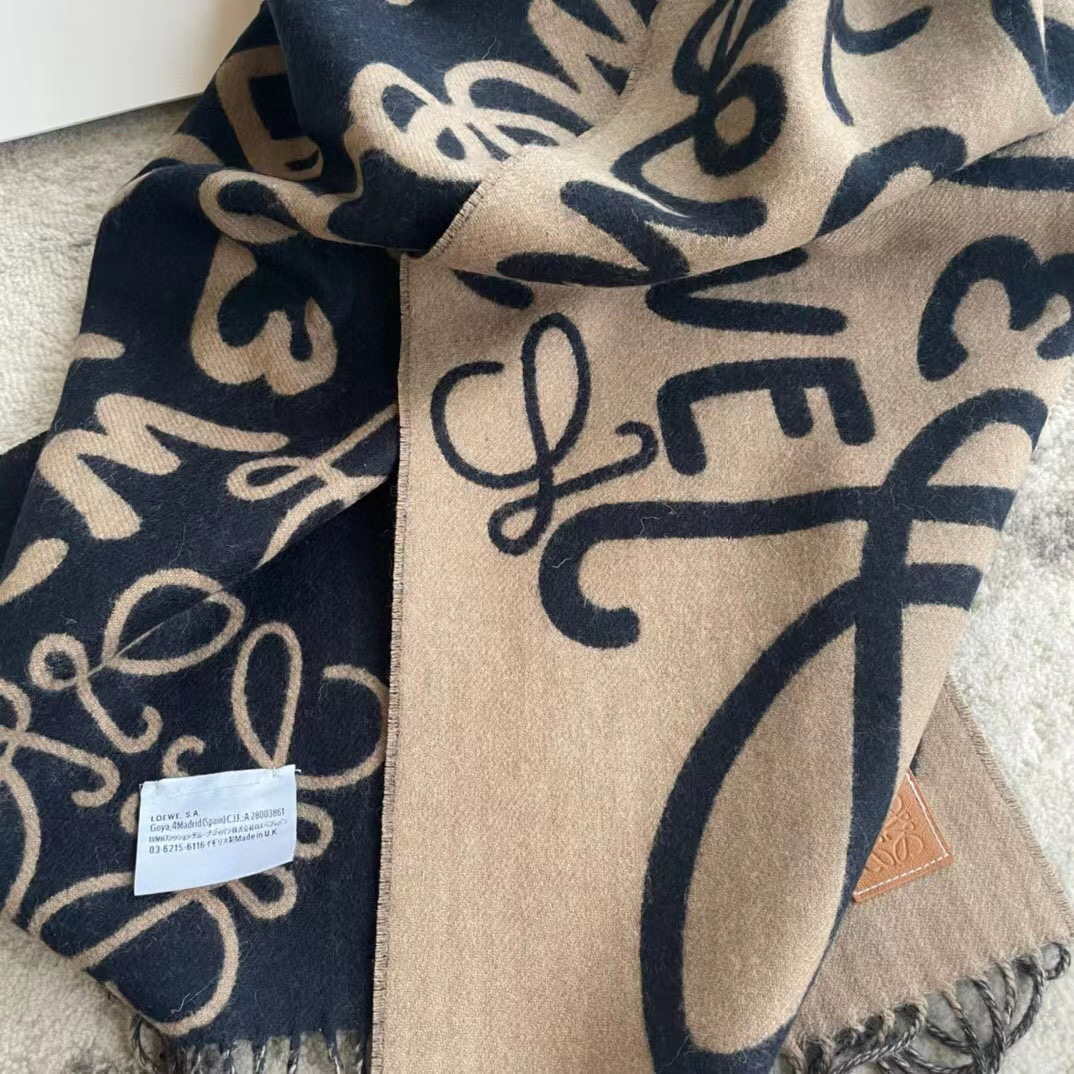 🆕Loewe · 罗意威涂鸦款双面围巾，男女同款。loewe超美新款围巾！超级推荐入手！超难买哦！原单品