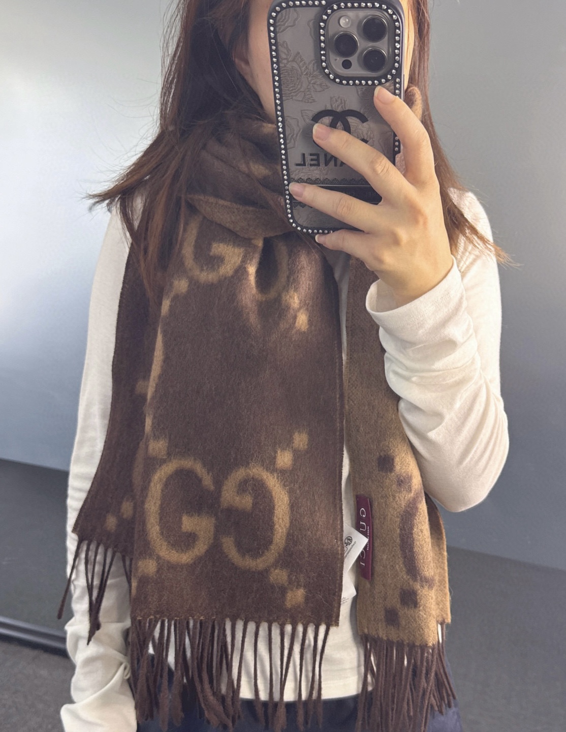 🆕Gucci大G双面羊绒围巾 Size：45*200cm 100%羊绒G家难得纯羊绒出品！超洋气大G提花