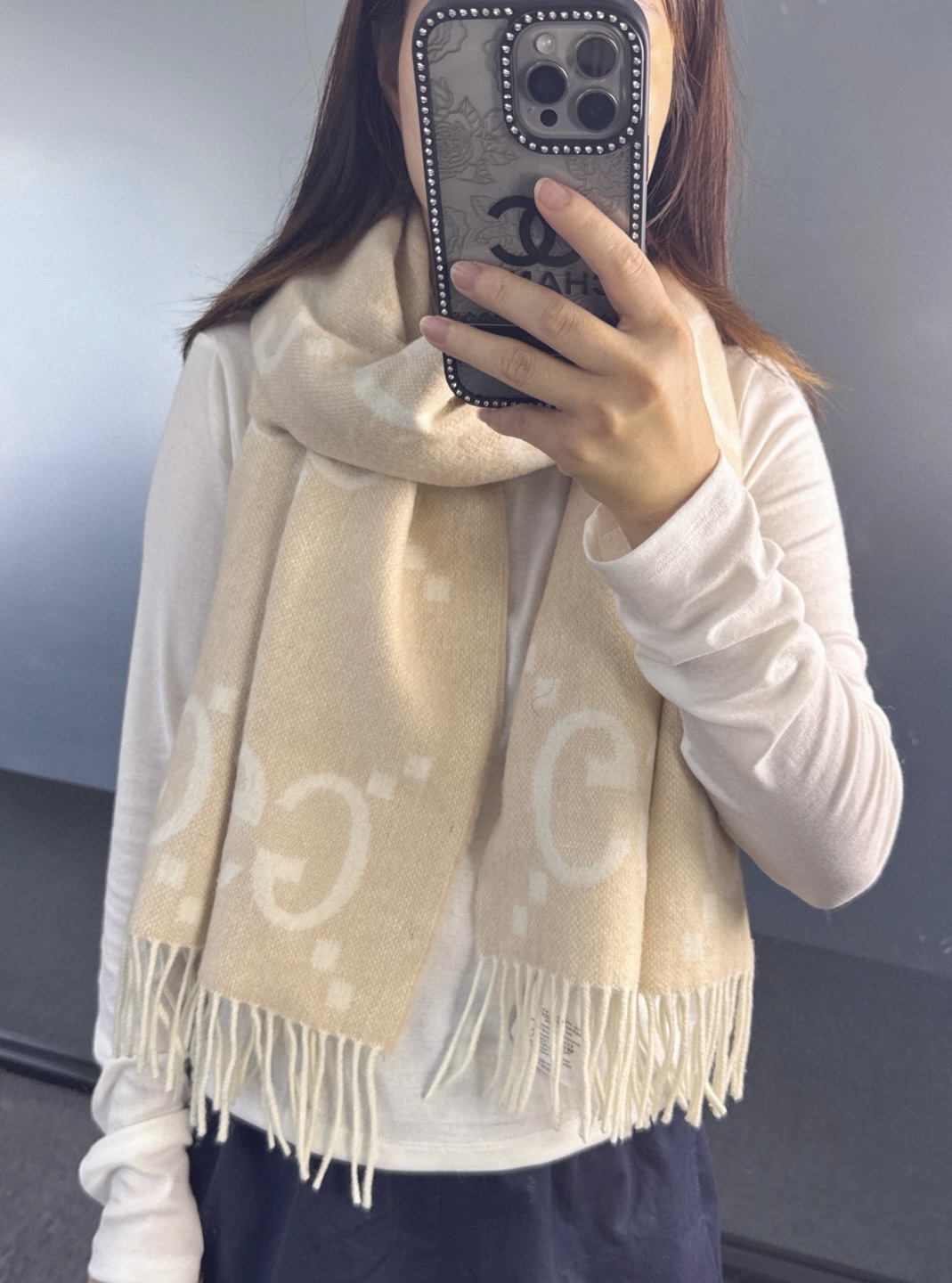 🆕Gucci大G双面羊绒围巾 Size：45*200cm 100%羊绒G家难得纯羊绒出品！超洋气大G提花