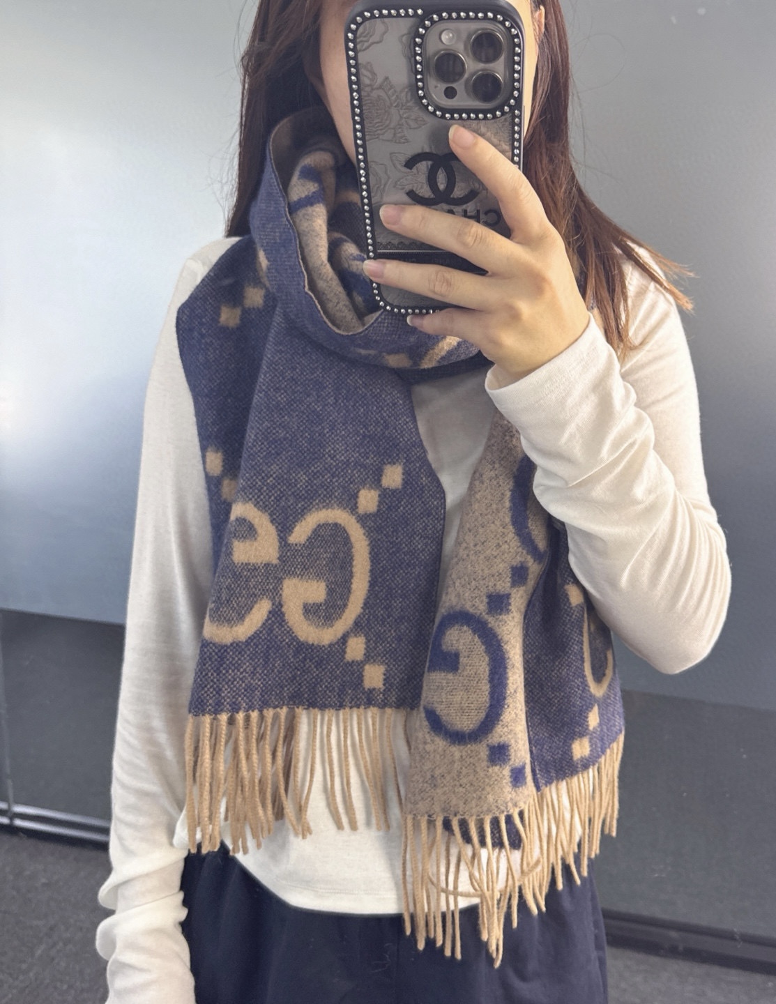 🆕Gucci大G双面羊绒围巾 Size：45*200cm 100%羊绒G家难得纯羊绒出品！超洋气大G提花