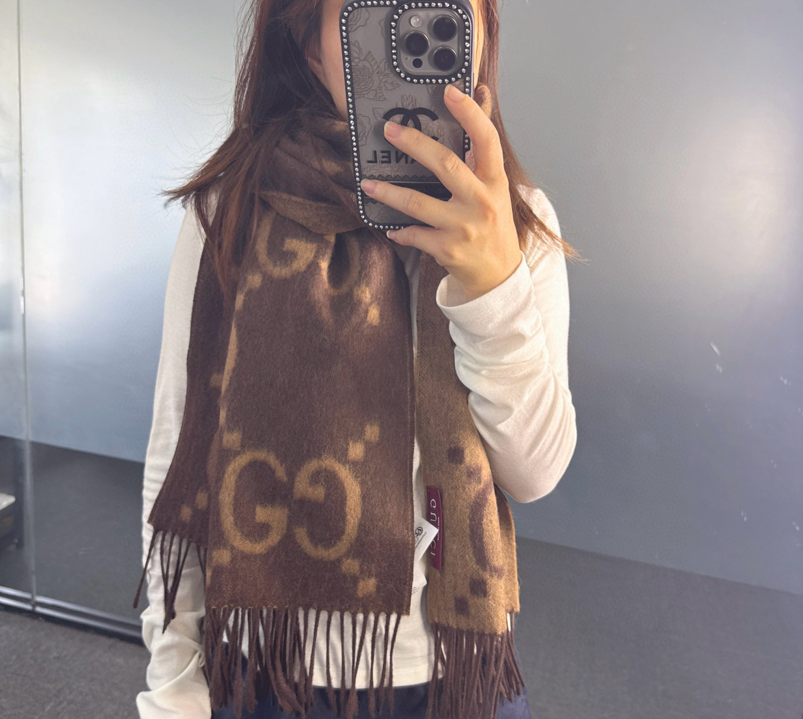 🆕Gucci大G双面羊绒围巾 Size：45*200cm 100%羊绒G家难得纯羊绒出品！超洋气大G提花