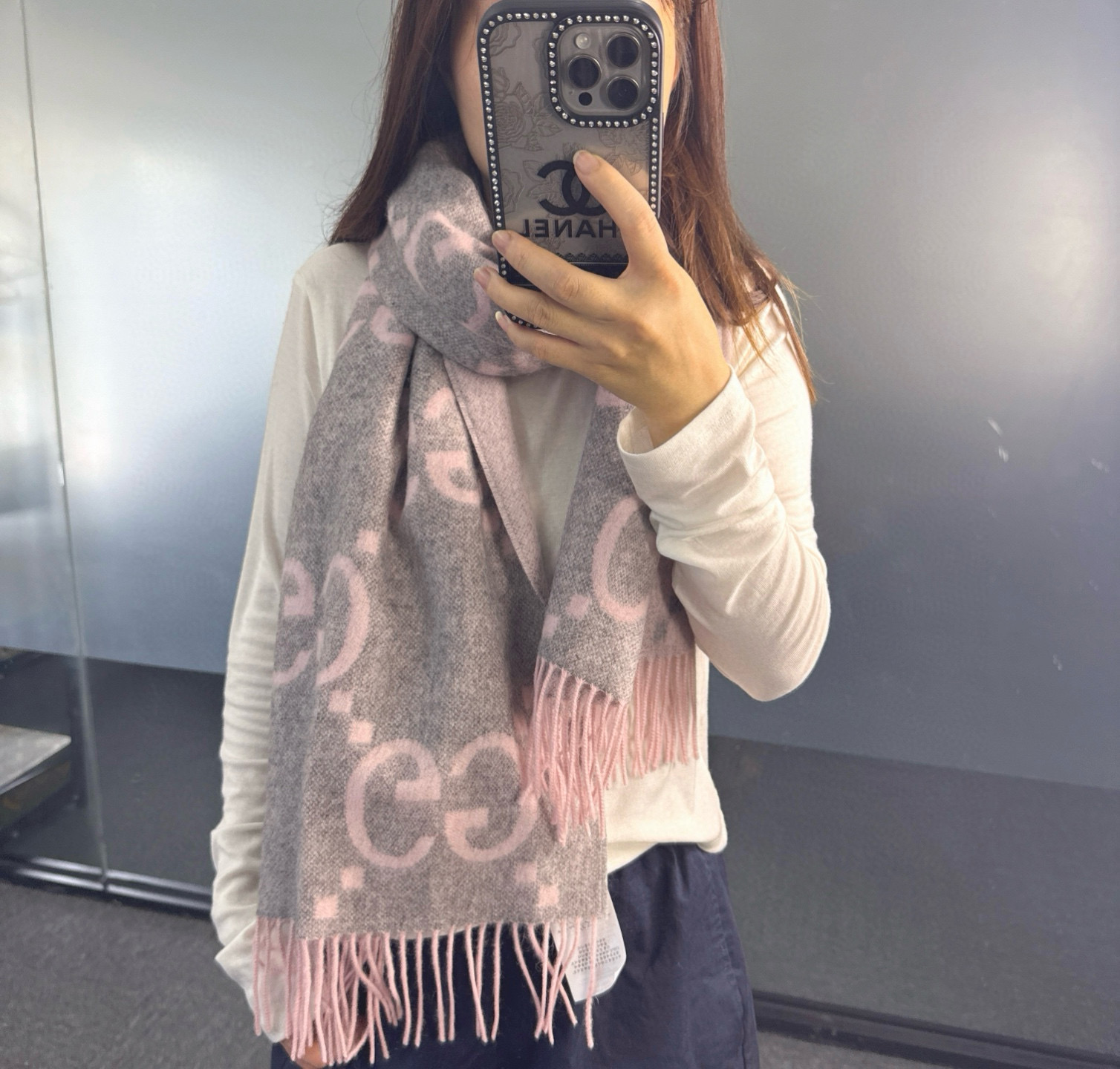 🆕Gucci大G双面羊绒围巾 Size：45*200cm 100%羊绒G家难得纯羊绒出品！超洋气大G提花