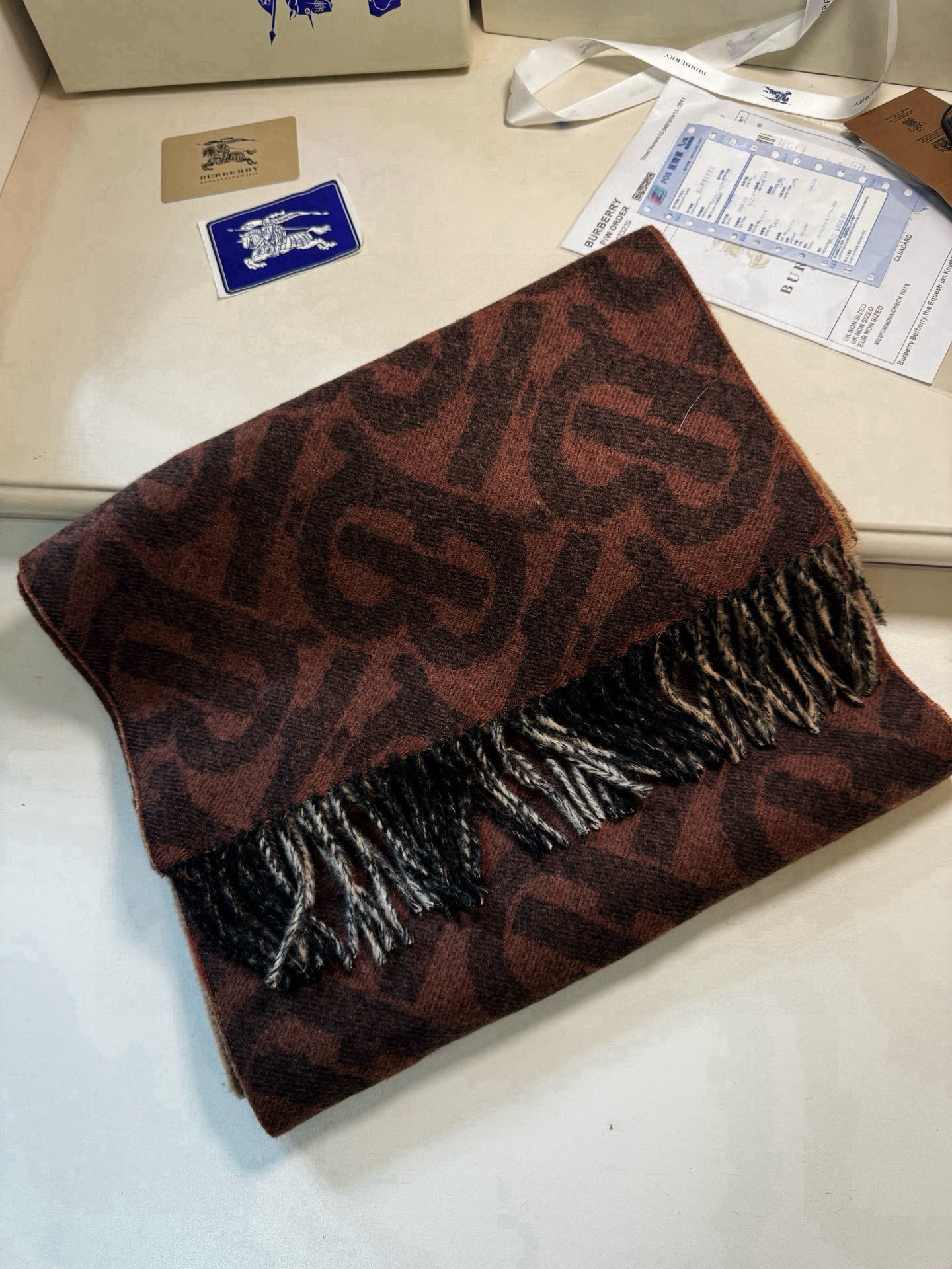 🆕❗️高版合股纱 · 法国的外贸订单 ❗️Bur经典款TB典藏款系列❗️提花精纺羊绒围巾，产自苏格兰工坊