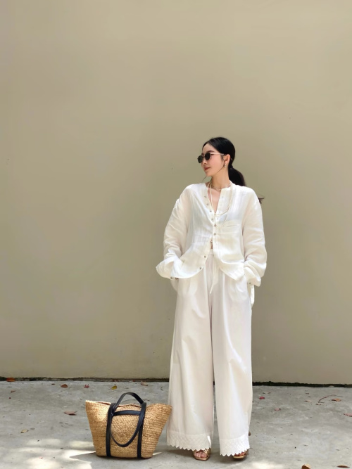 Elegant French Linen Top & Wide Leg Pants Set - Comfortable & Stylish 1 Elegant French Linen Top & Wide Leg Pants Set - Comfortable & Stylish