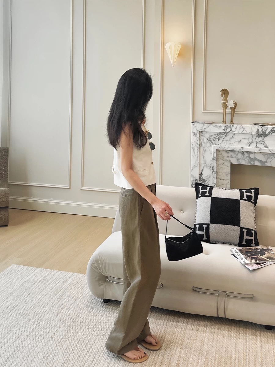 Elegant Linen Wide Leg Pants for Women, High-Waisted Casual Trousers