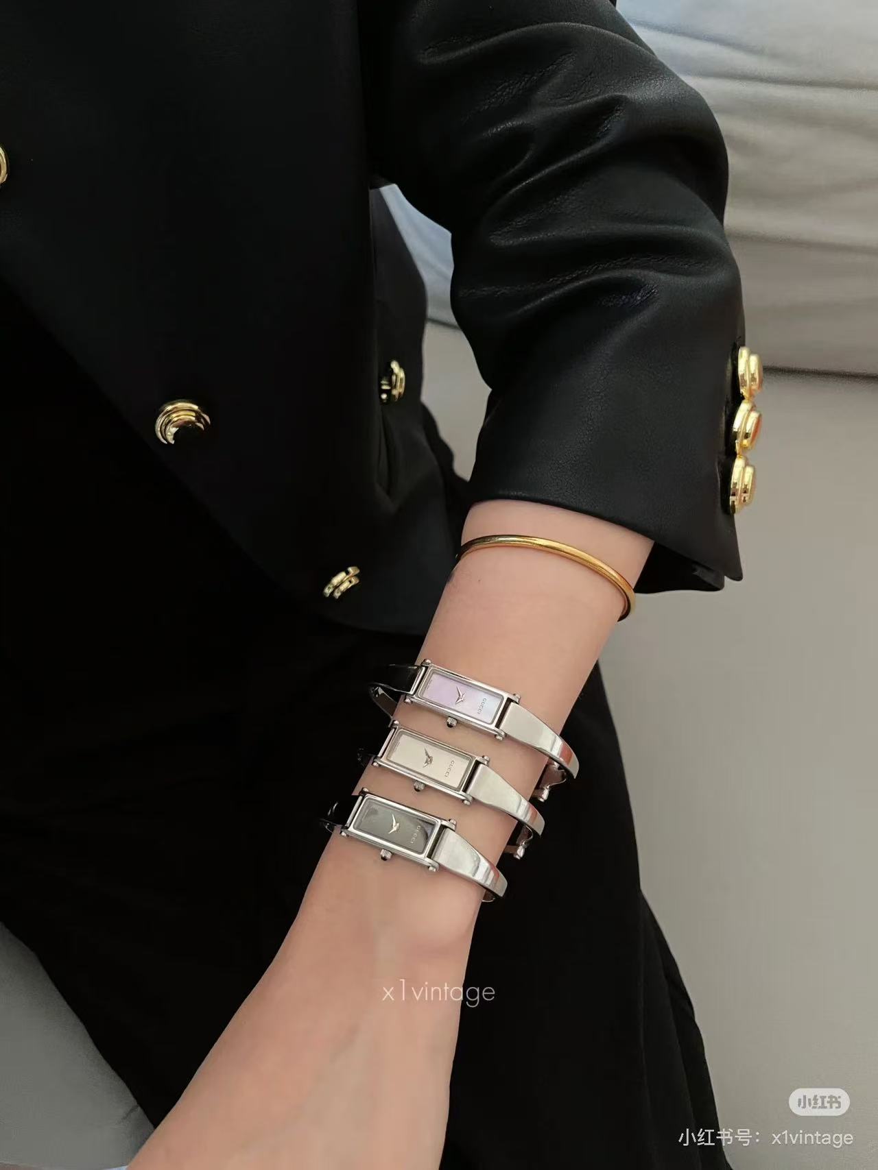 Gucci Vintage Bracelet Watch, Rectangular Case, Silver Band, and Minimalist Dial 4 a1757327159137 6417