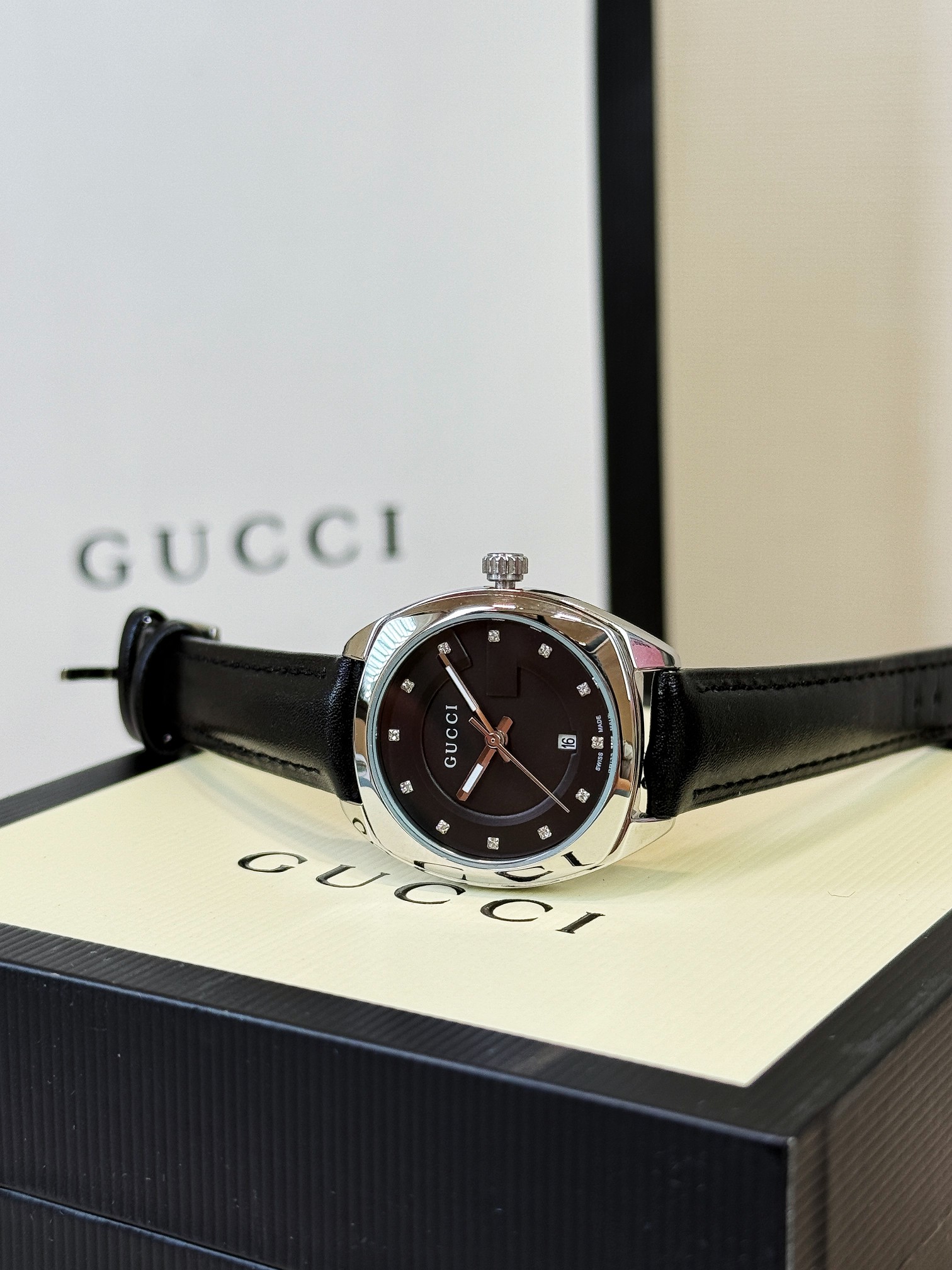 Gucci Women's G-Timeless Black Leather Strap Watch, 29mm, Silver Case 6 a1757992912374 1068