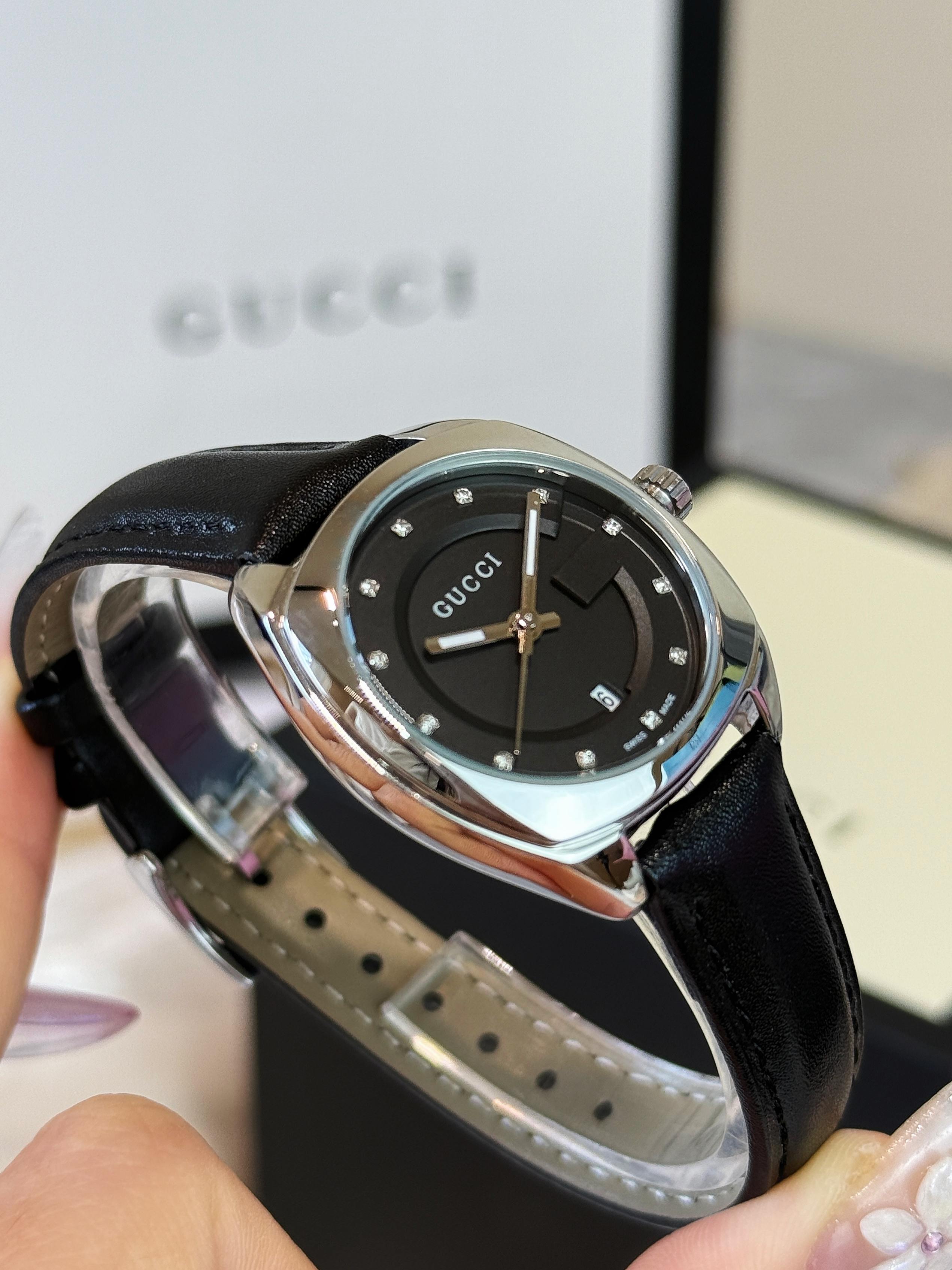 Gucci Women's G-Timeless Black Leather Strap Watch, 29mm, Silver Case 3 a1757992912777 1440