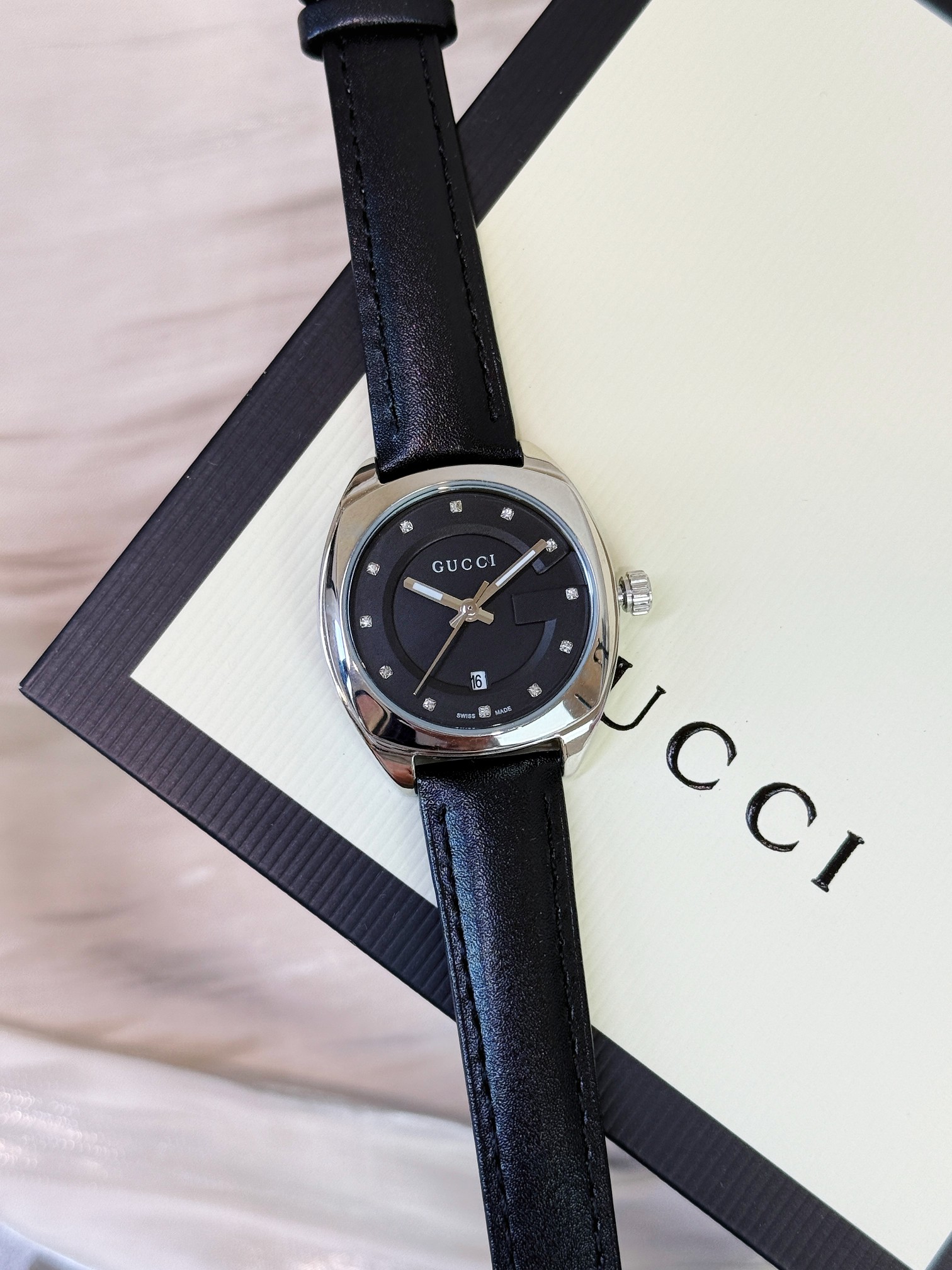 Gucci Women's G-Timeless Black Leather Strap Watch, 29mm, Silver Case 7 a1757992913483 1420