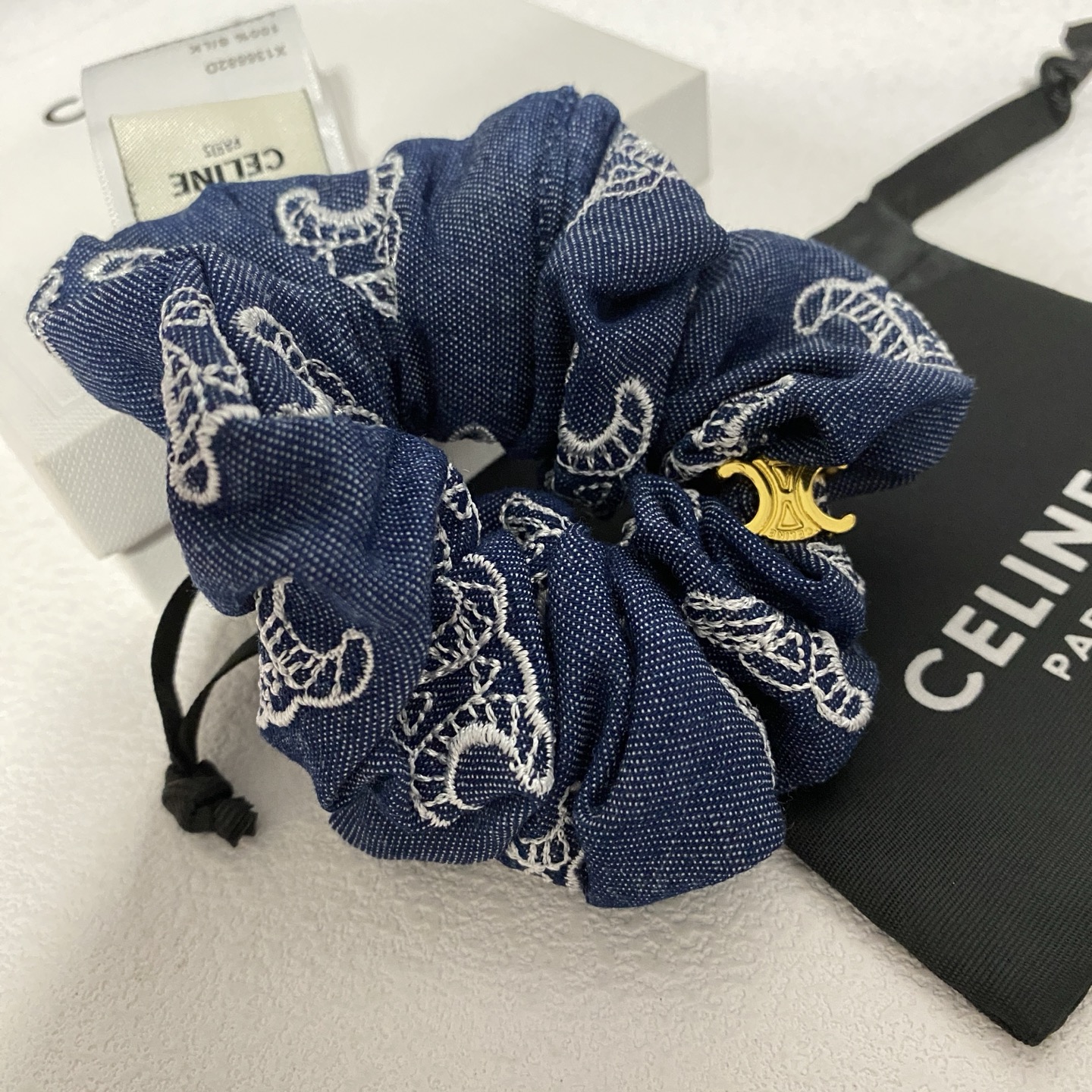 Celine Leather Hair Tie: Adjustable Knot Design in Smooth Calfskin 9 i1755607537685 6003 0 3