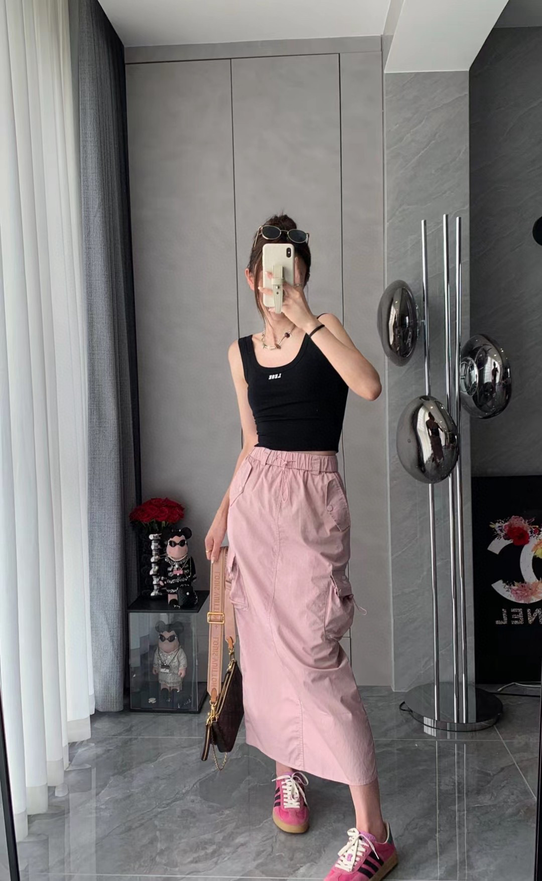 Lightweight Nylon Cargo Skirt with Pocket Detail, Summer Casual, Imported Fabric