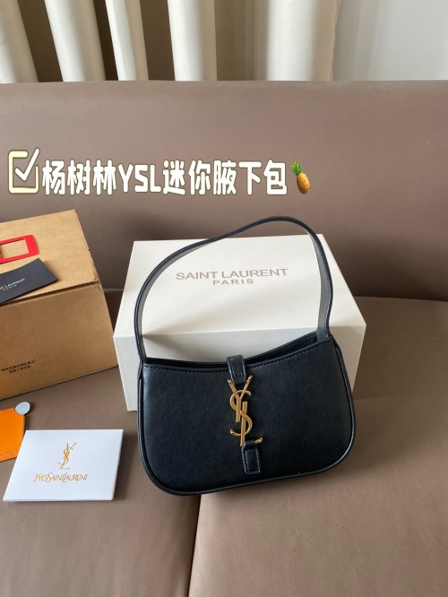 Yves Saint Laurent YSL Mini Black Leather Shoulder Bag with Crocodile Embossing 1 Yves Saint Laurent YSL Mini Black Leather Shoulder Bag with Crocodile Embossing