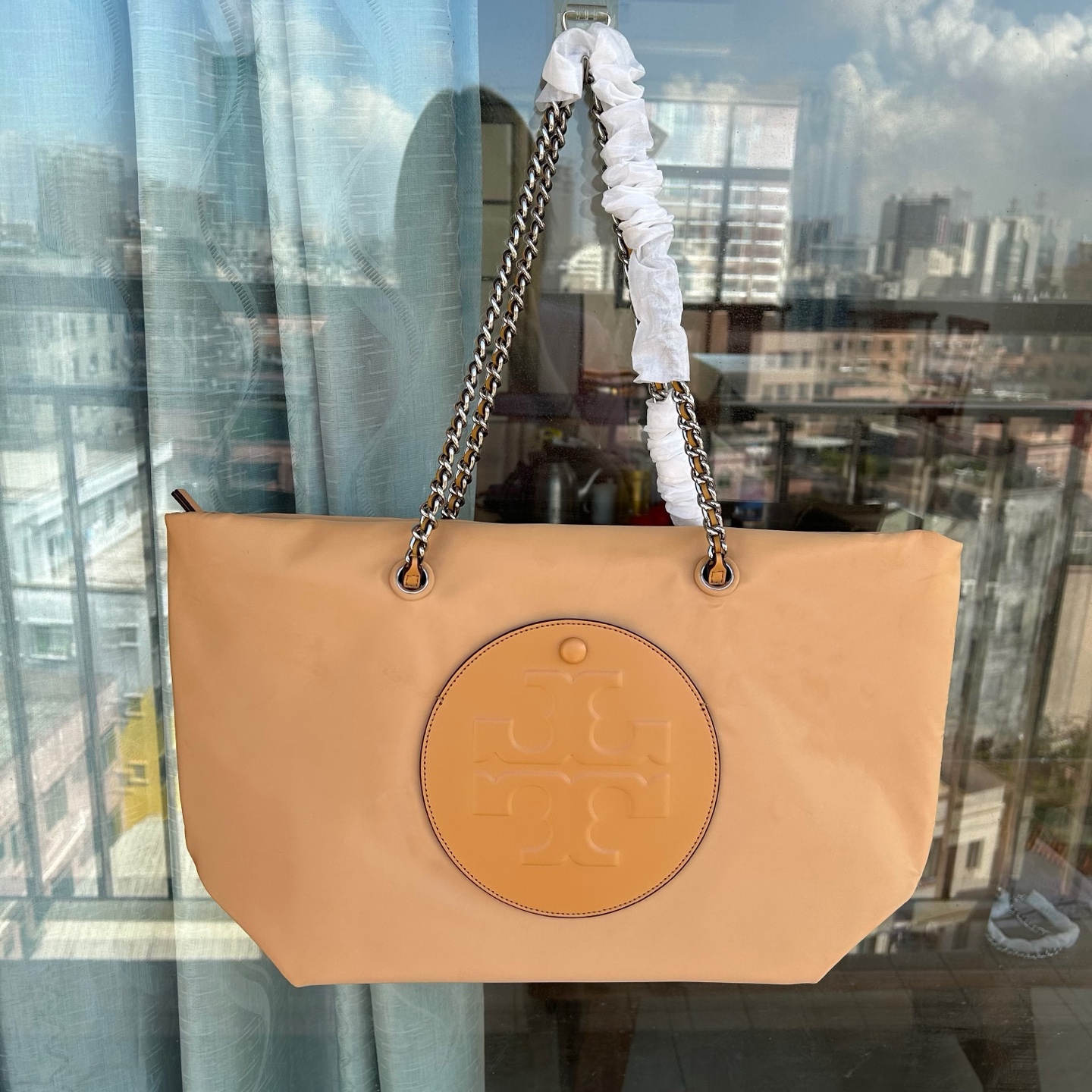 Tory Burch ～Ella链条托特包柔软解构 171639 高密度尼龙材质与编织全铝链条肩带而独具辨识
