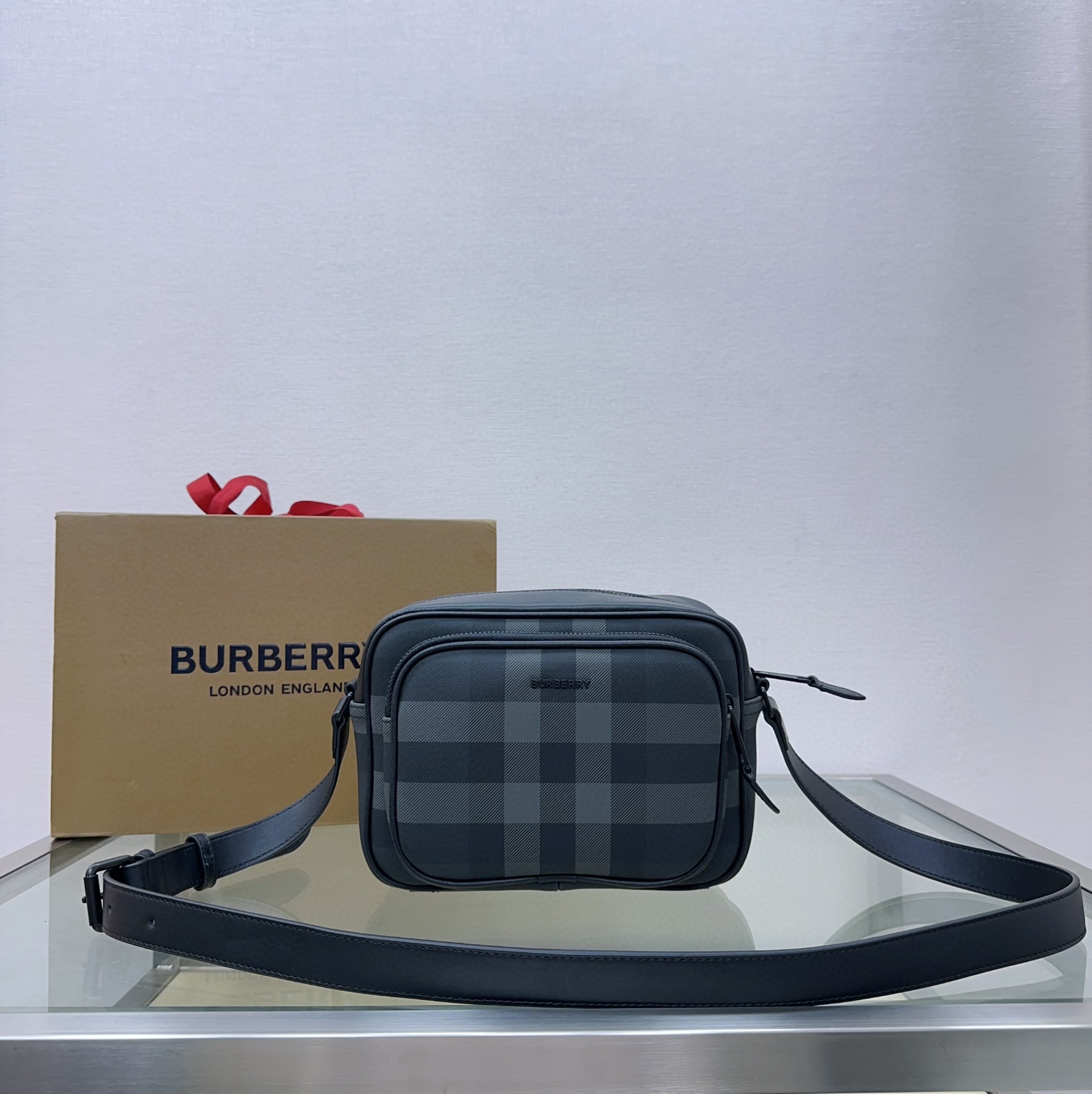 Burberry Gray Check Crossbody Bag with Detachable Leather Strap 2 a1696495246264 0133