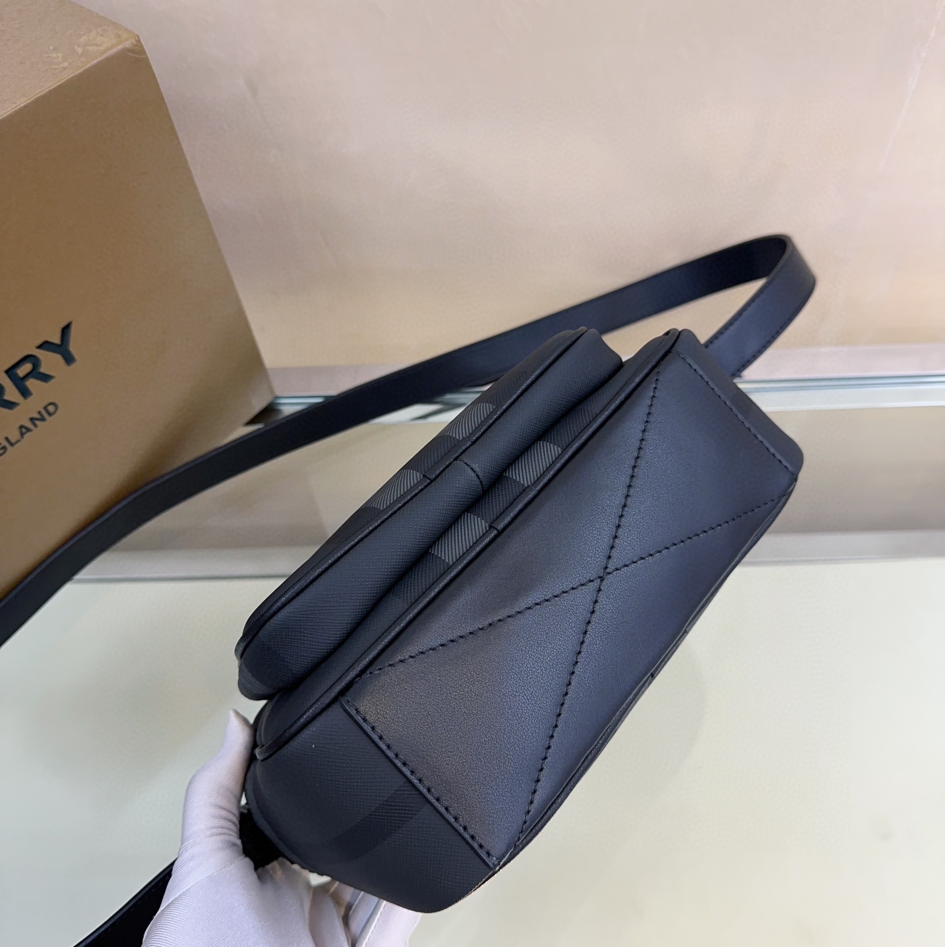 Burberry Gray Check Crossbody Bag with Detachable Leather Strap 7 a1696495246314 6671