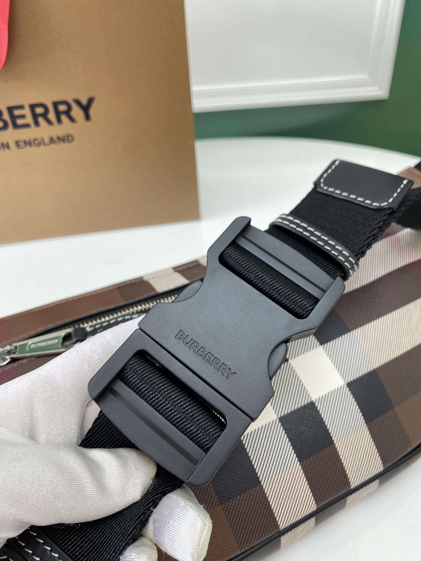 Burberry Belt Bag in Birch Brown Check with Leather Trim, 37.5 x 8 x 17 cm 6 a1698999074874 0266