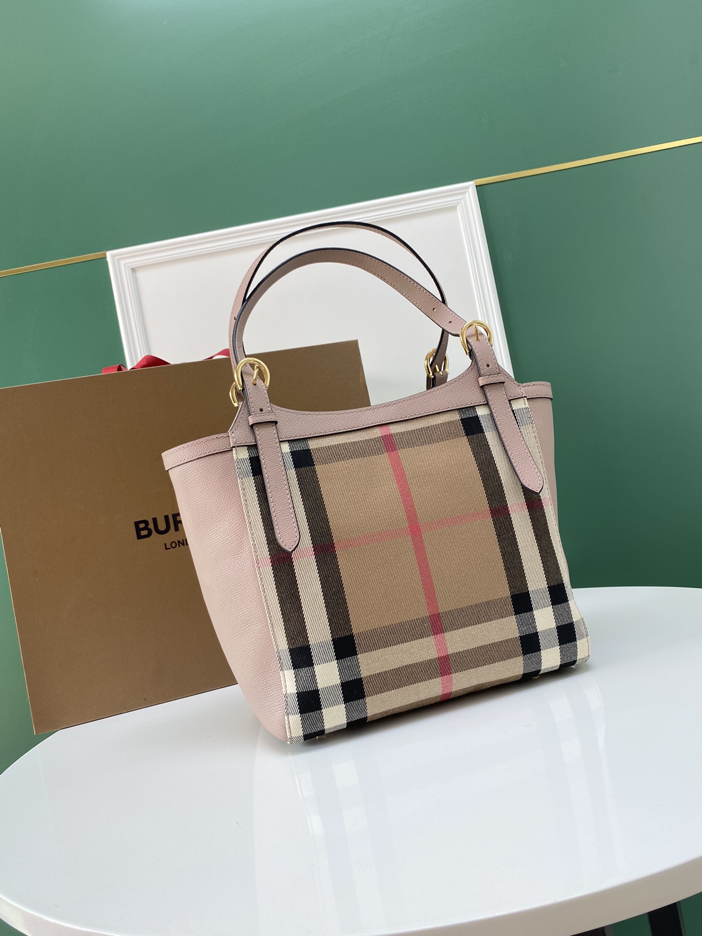 Burberry The Canter House Check Leather Tote Bag, 26 x 15.5 x 29.5cm 3 a1699257378910 0361