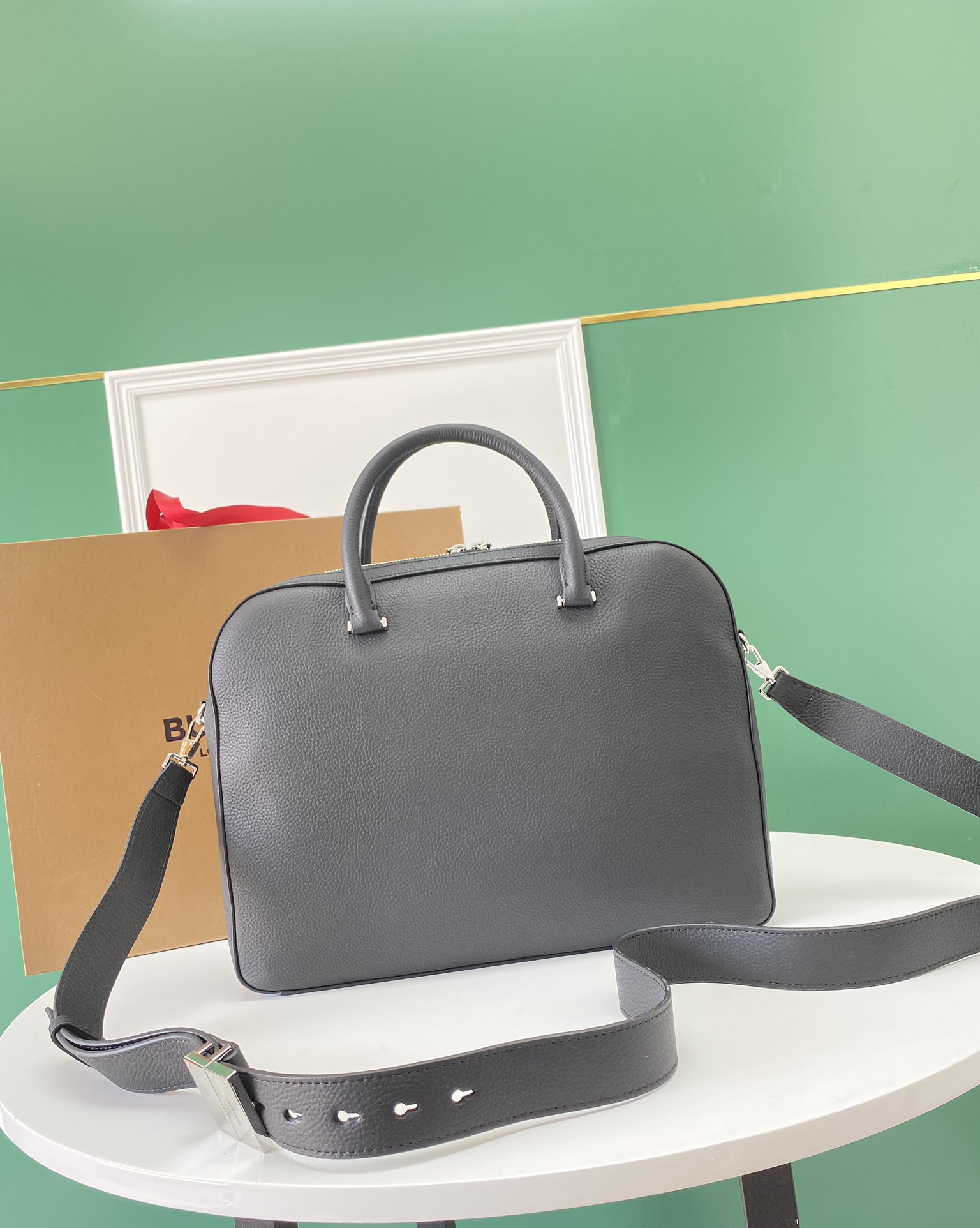 Burberry Briefcase Dark gray leather business