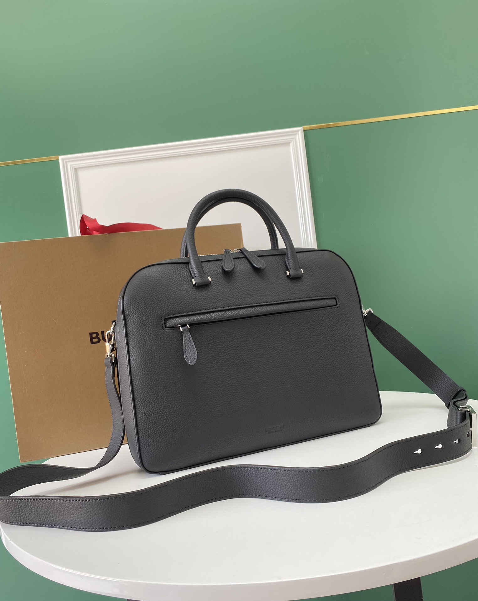 Burberry Briefcase Dark gray leather business