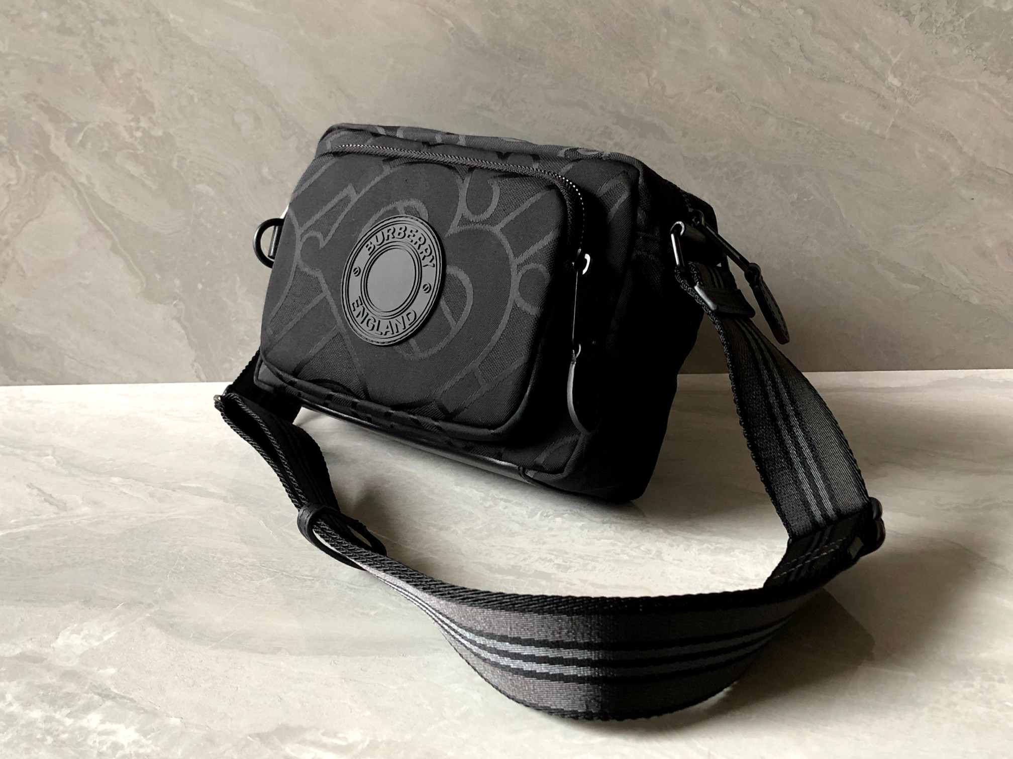 Burberry TB Logo Jacquard Crossbody Bag, Premium Leather, Adjustable Strap 3 a1705048682251 8887