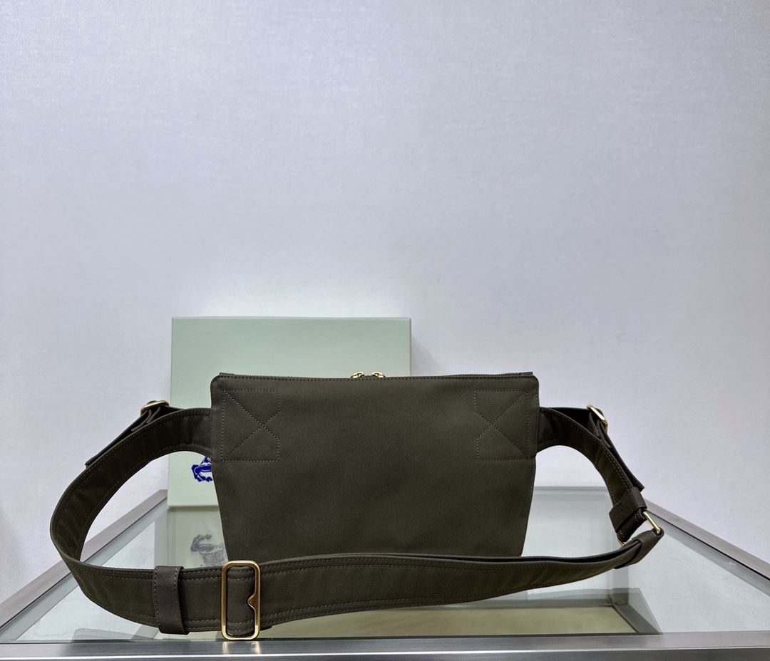 Burberry Cotton Blend Belt Bag with Equestrian Knight Design - Olive Green 3 a1722049185611 6376