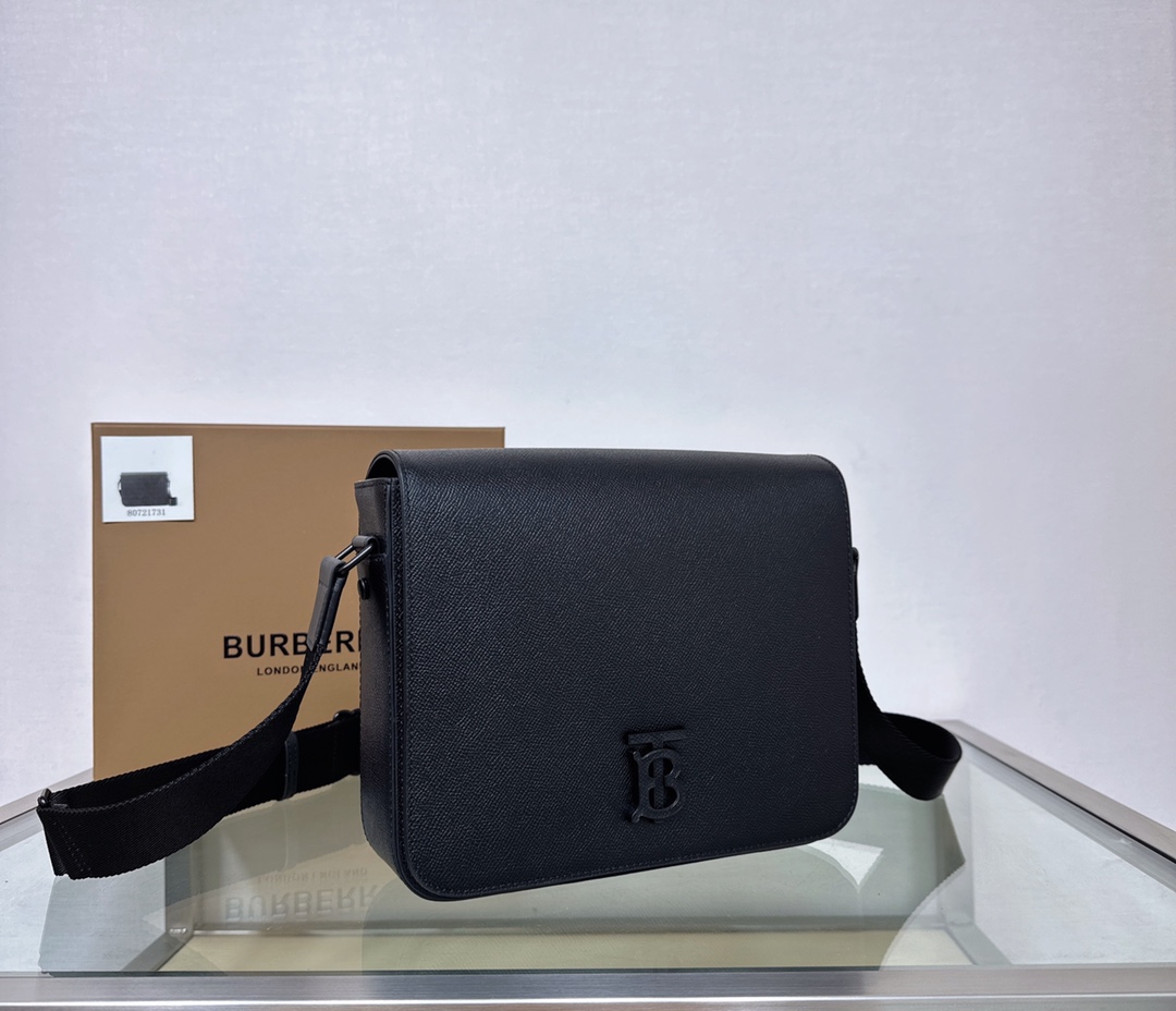 Burberry TB Monogram Leather Messenger Bag, Black - Compact and Stylish 2 a1725607070939 3757