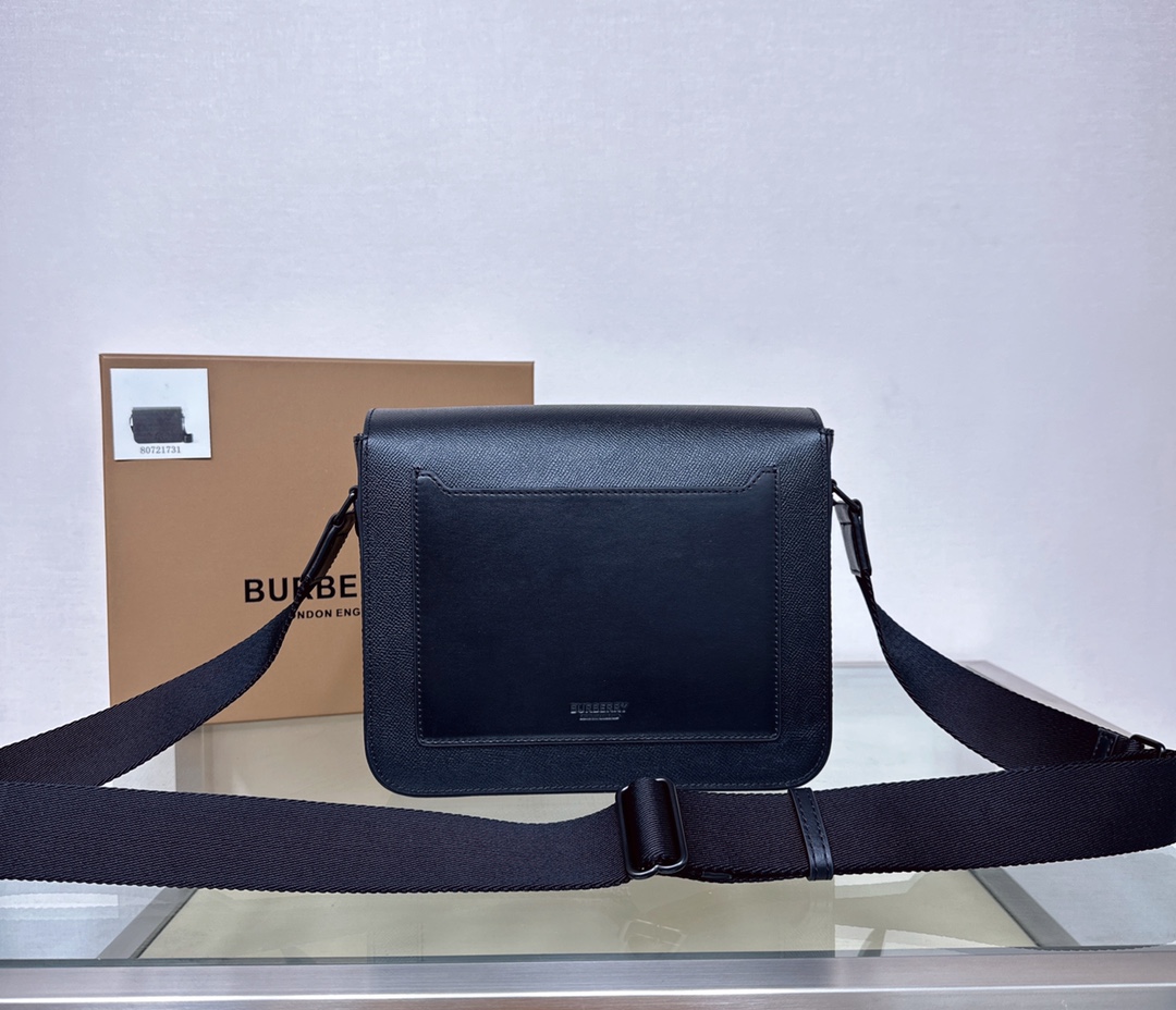 Burberry TB Monogram Leather Messenger Bag, Black - Compact and Stylish 3 a1725607070941 0731