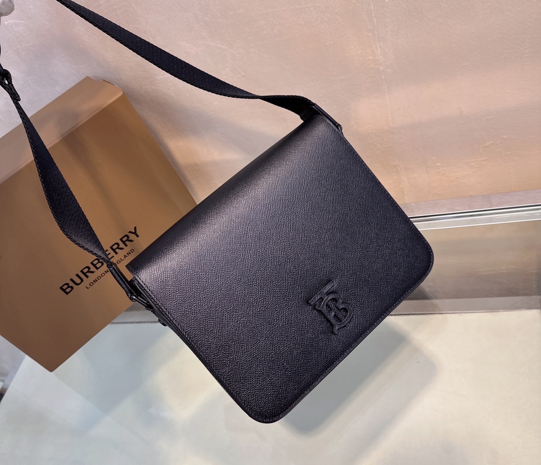 Burberry TB Monogram Leather Messenger Bag, Black - Compact and Stylish 5 a1725607070943 3402