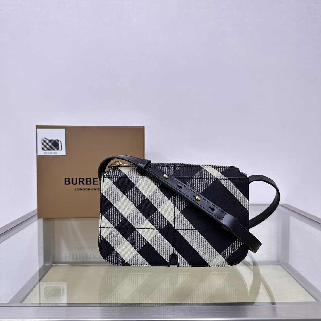 Burberry Cotton Blend Crossbody Bag with Check Pattern and Leather Strap 2 a1730790227040 1274