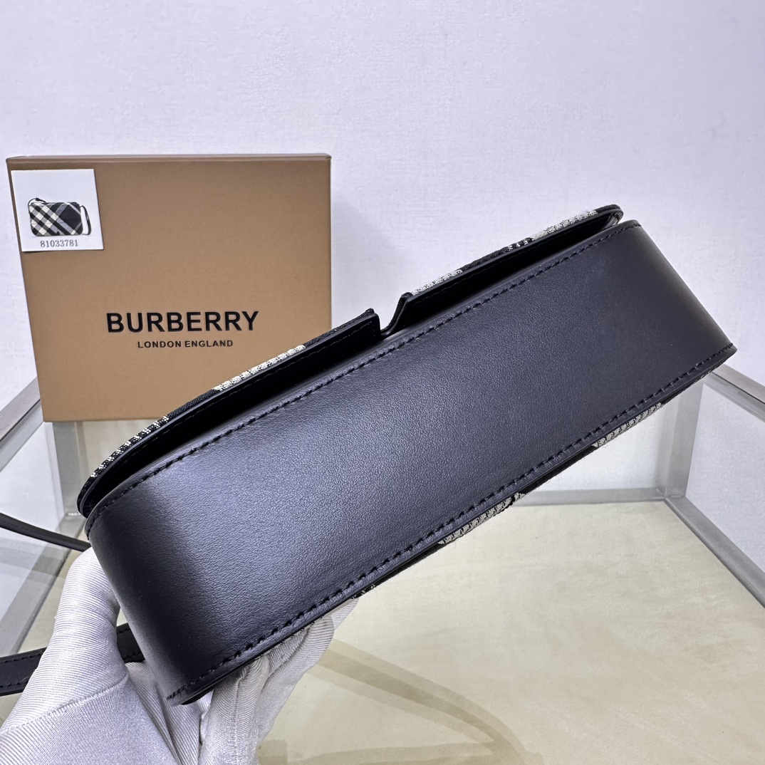 Burberry Cotton Blend Crossbody Bag with Check Pattern and Leather Strap 6 a1730790227050 0417