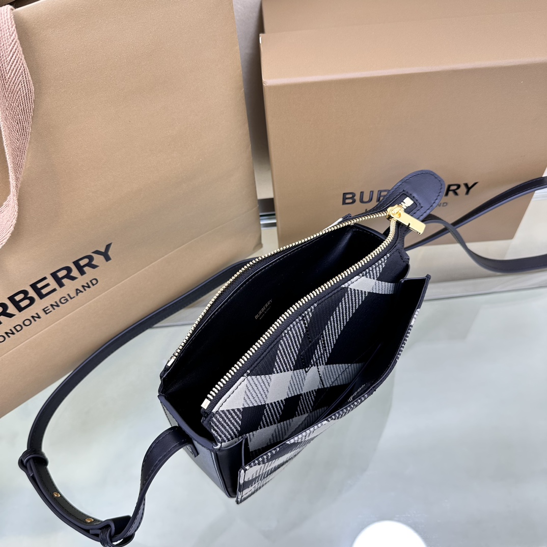 Burberry Cotton Blend Crossbody Bag with Check Pattern and Leather Strap 7 a1730790227052 3285