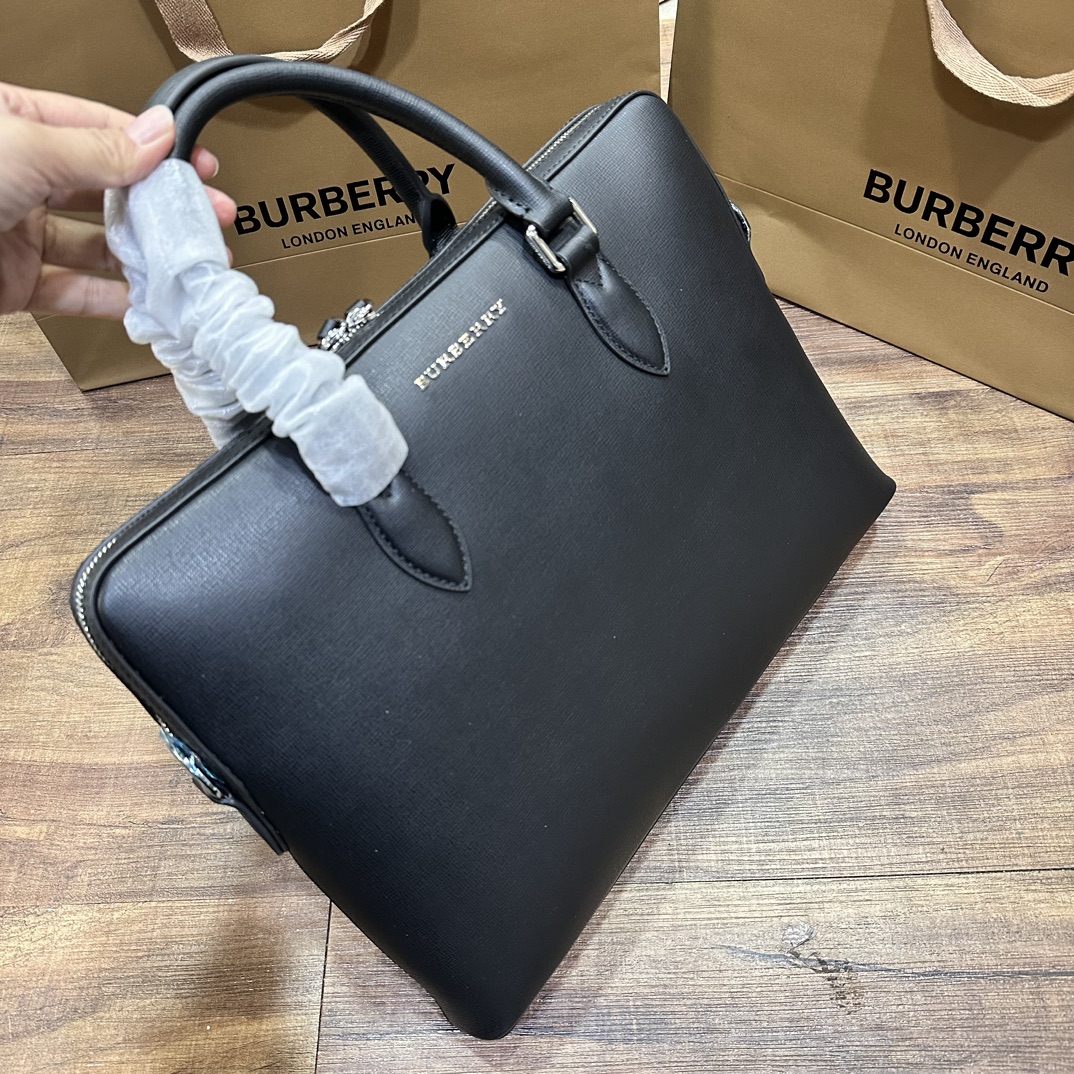 Men's full leather briefcase Real shot of delivery — photo 3