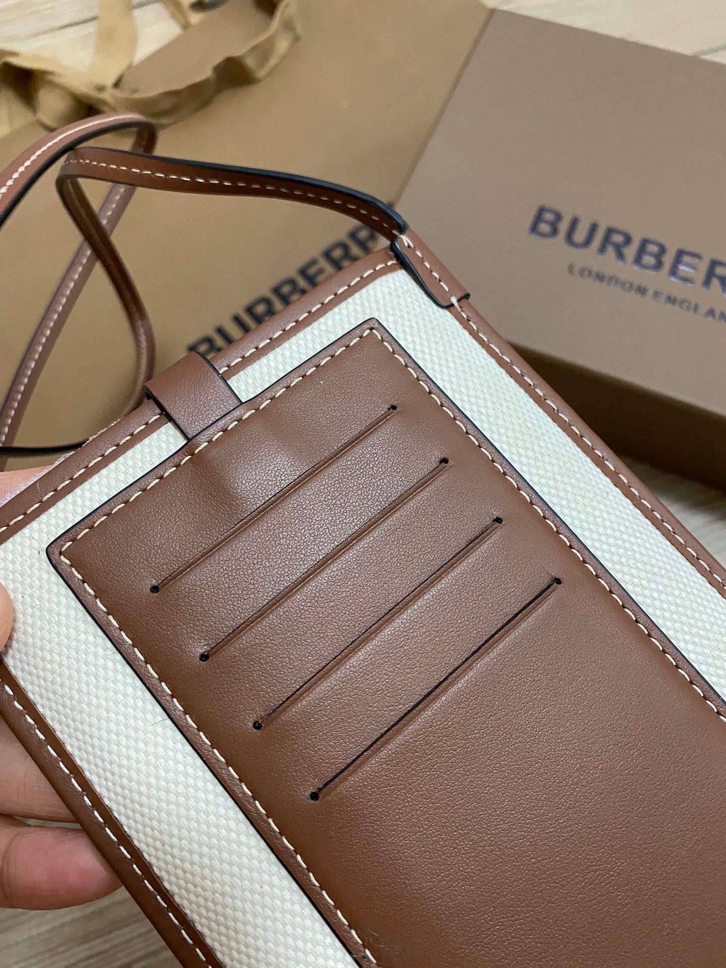 Burberry Canvas Phone Bag with TB Monogram, Crossbody Cellphone Holder 7 a1734326931854 6654