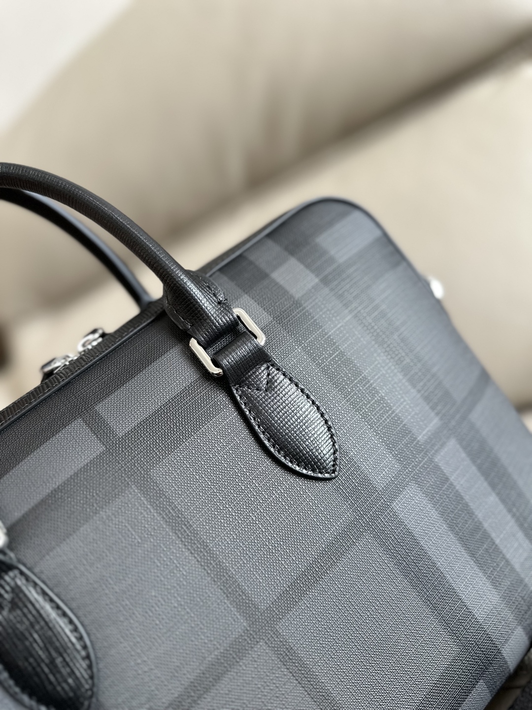 Burberry Briefcase Smoked check grey black 37 x 5 x 27cm business