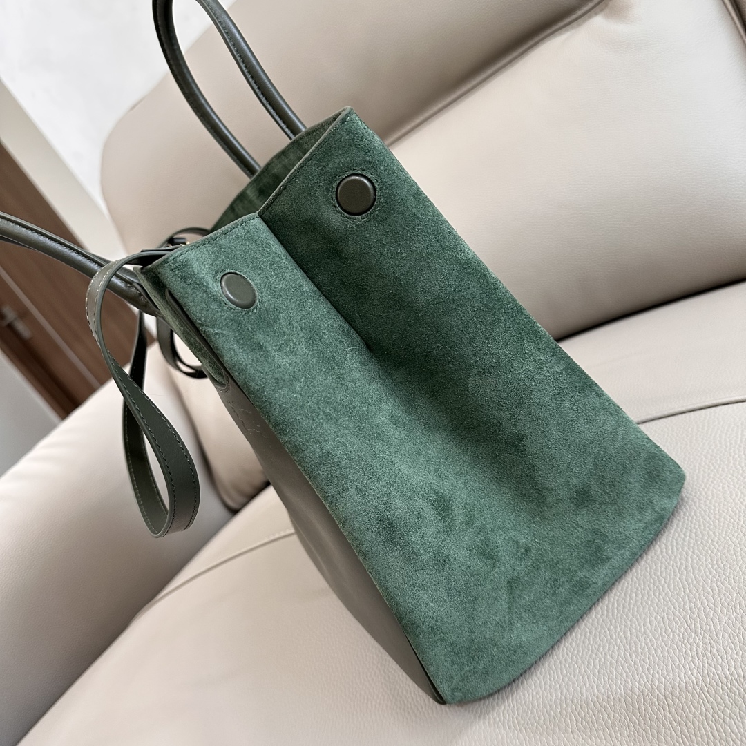 B Green Suede Leather Tote Bag with Detachable Shoulder Strap, 35.5x18x28cm 6 a1743750235654 5384