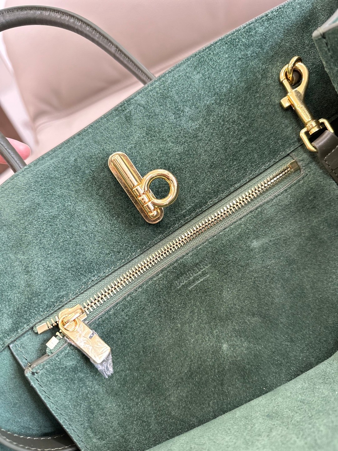 B Green Suede Leather Tote Bag with Detachable Shoulder Strap, 35.5x18x28cm 9 a1743750236776 2042