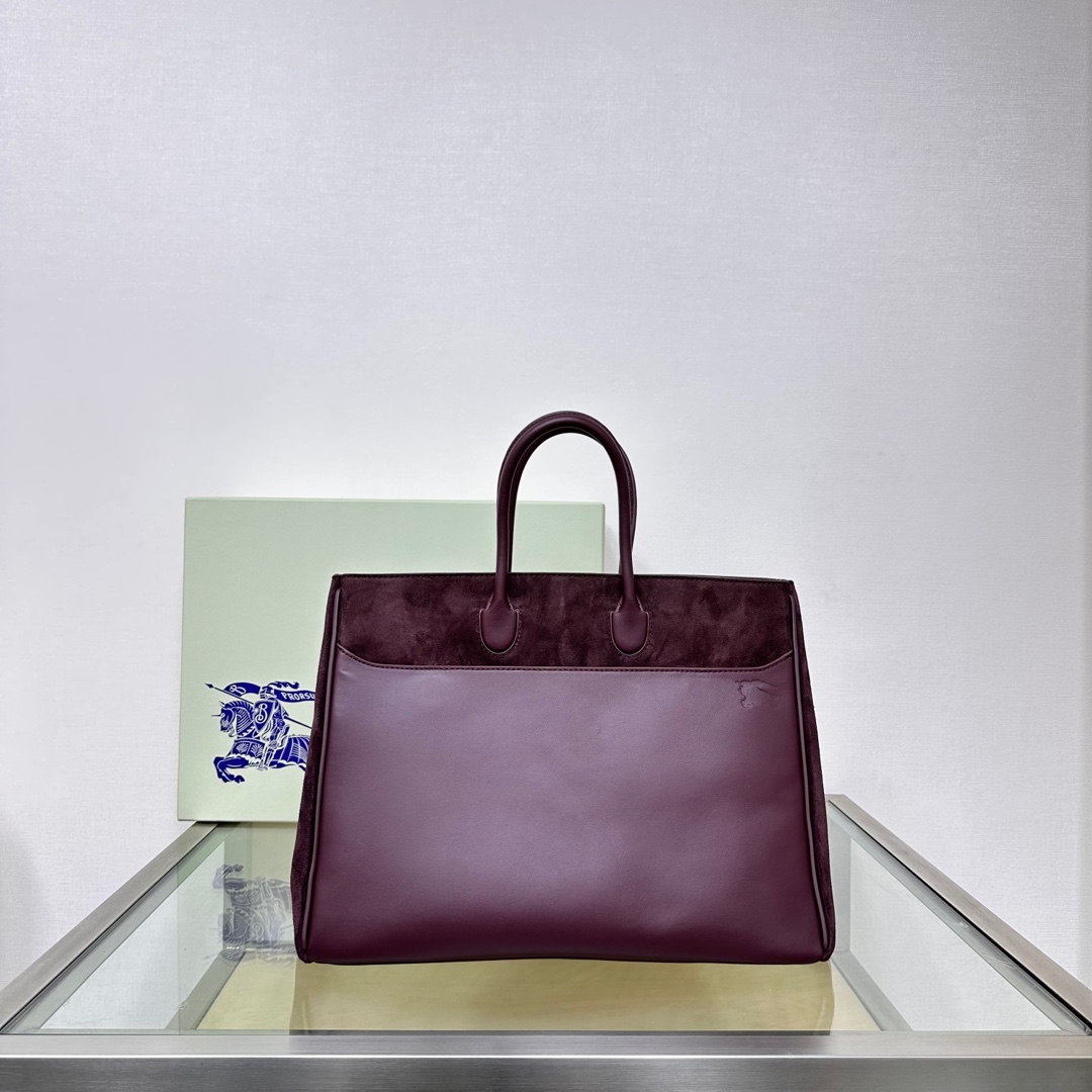 Burberry Suede Tote Bag with 'b' Clasp & Leather Trim - Handcrafted in Italy 3 a1743750496661 5337