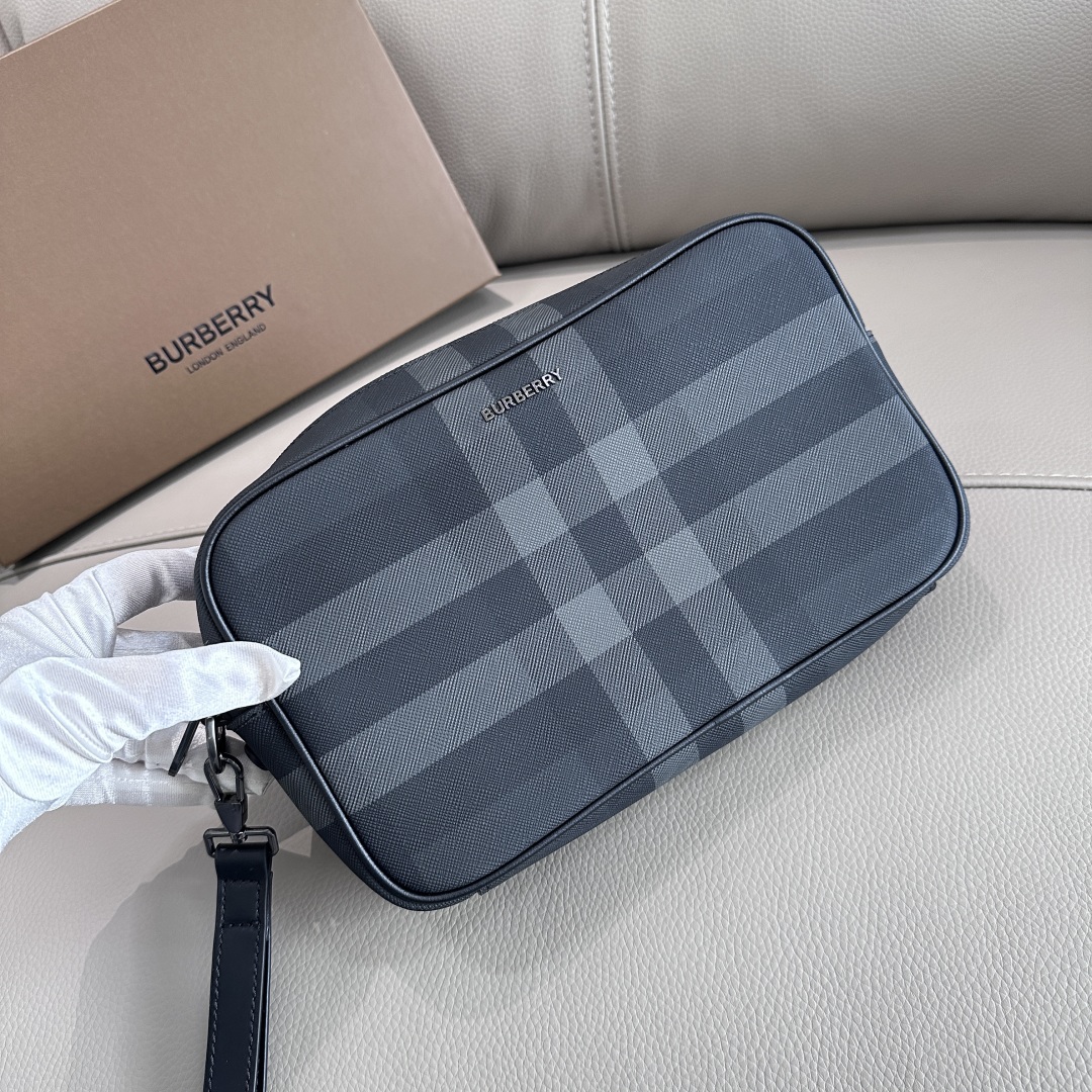 Burberry Men's Checkered Print Clutch Bag with Wrist Strap - Stylish and Functional 5 a1744274566167 3453