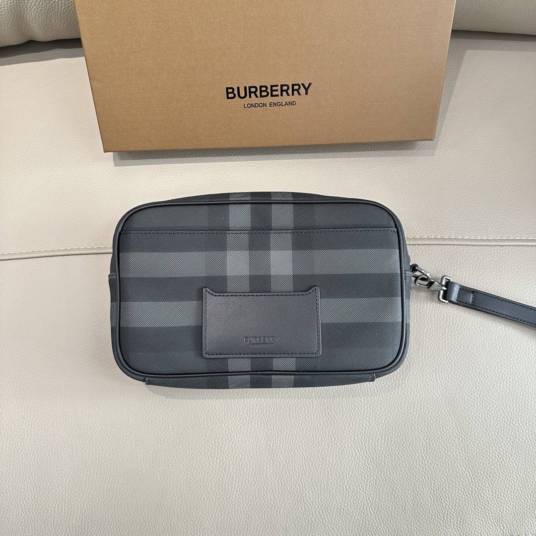 Burberry Men's Checkered Print Clutch Bag with Wrist Strap - Stylish and Functional 3 a1744274566169 5871