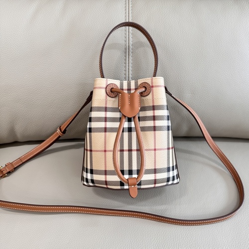 Burberry Mini Icon Stripe Canvas and Leather Bucket Bag 1 Burberry Mini Icon Stripe Canvas and Leather Bucket Bag
