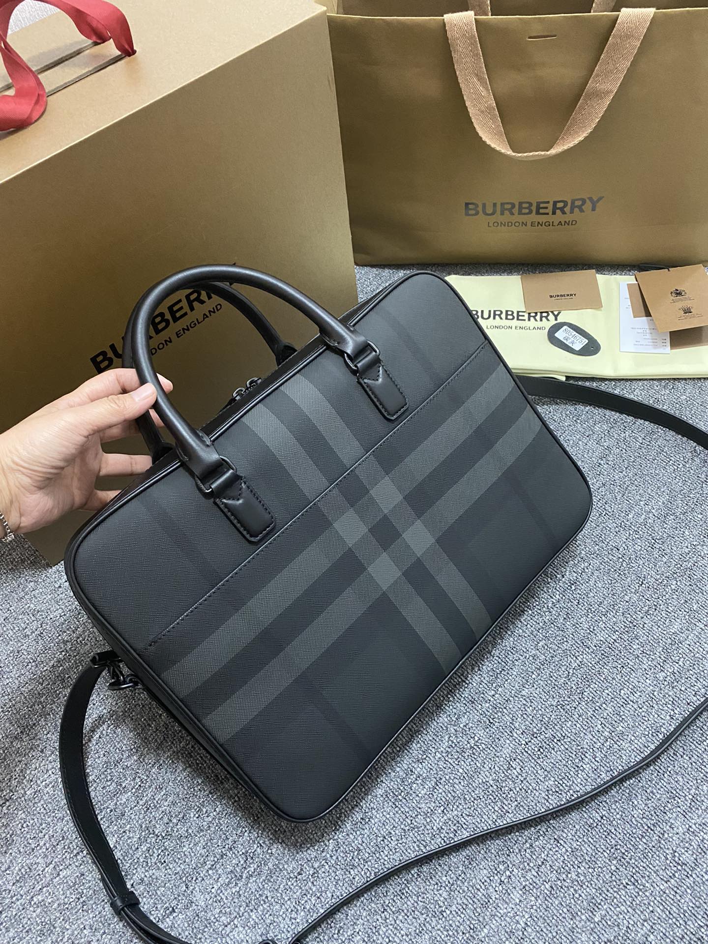 Burberry Ainsworth Briefcase Charcoal briefcase — travel commuting photo 1